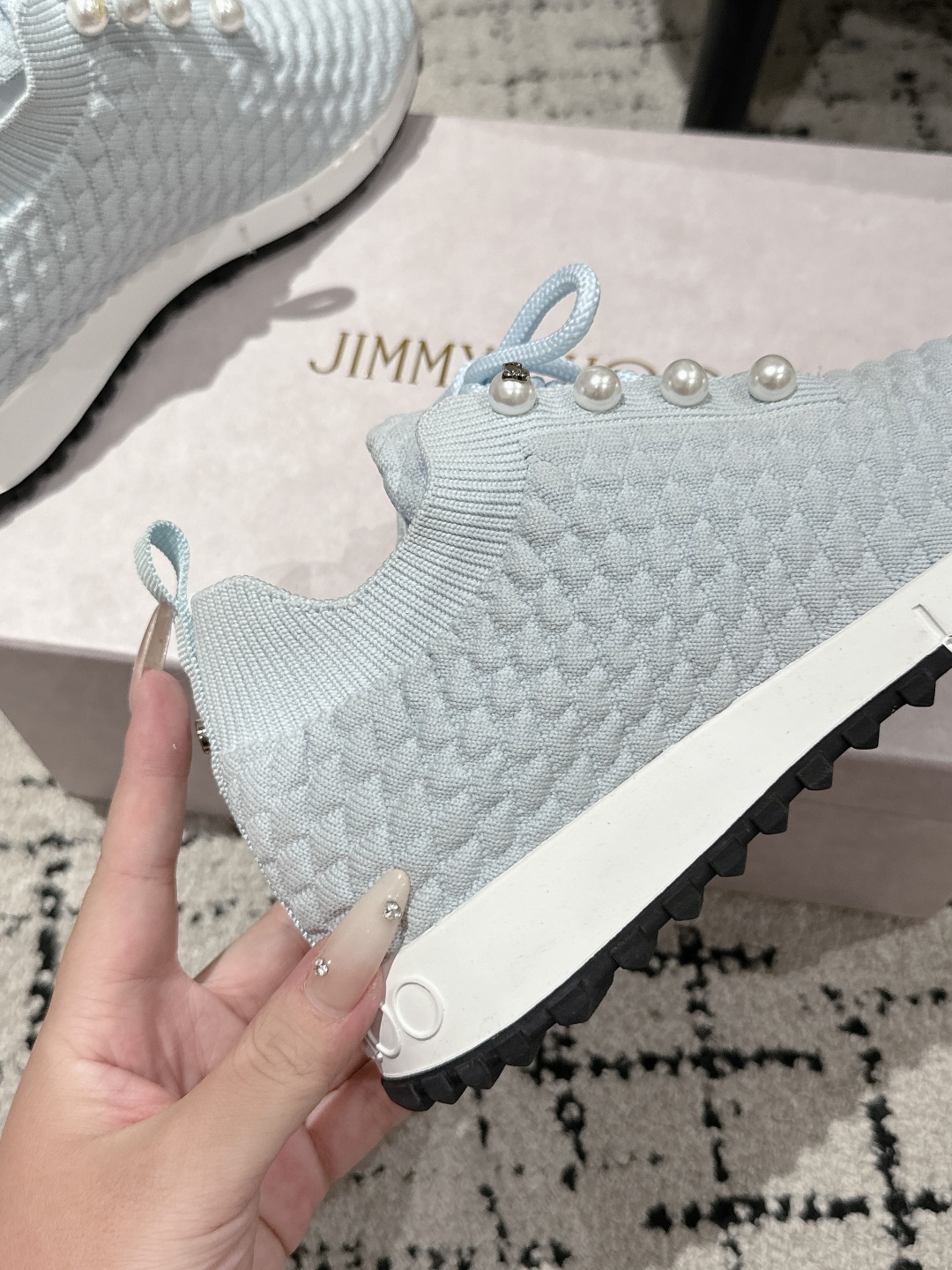 Bagsaaa J1m*y Ch00 Veles Blue Textured Knit Trainers