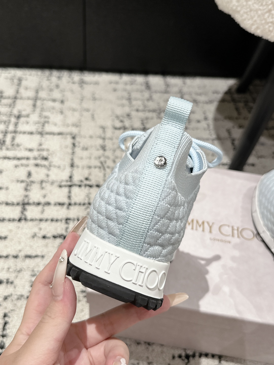 Bagsaaa J1m*y Ch00 Veles Blue Textured Knit Trainers