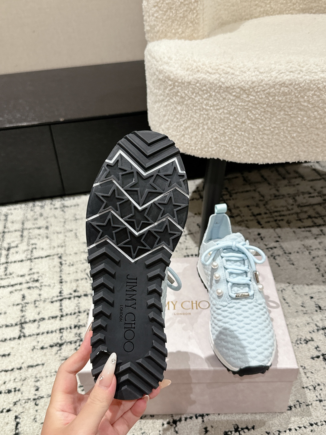 Bagsaaa J1m*y Ch00 Veles Blue Textured Knit Trainers