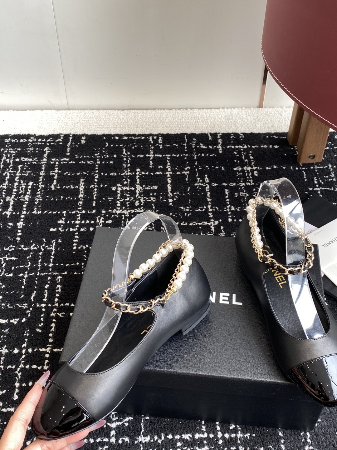 Bagsaaa Ch**el Mary Janes G46718 Black Lambskin