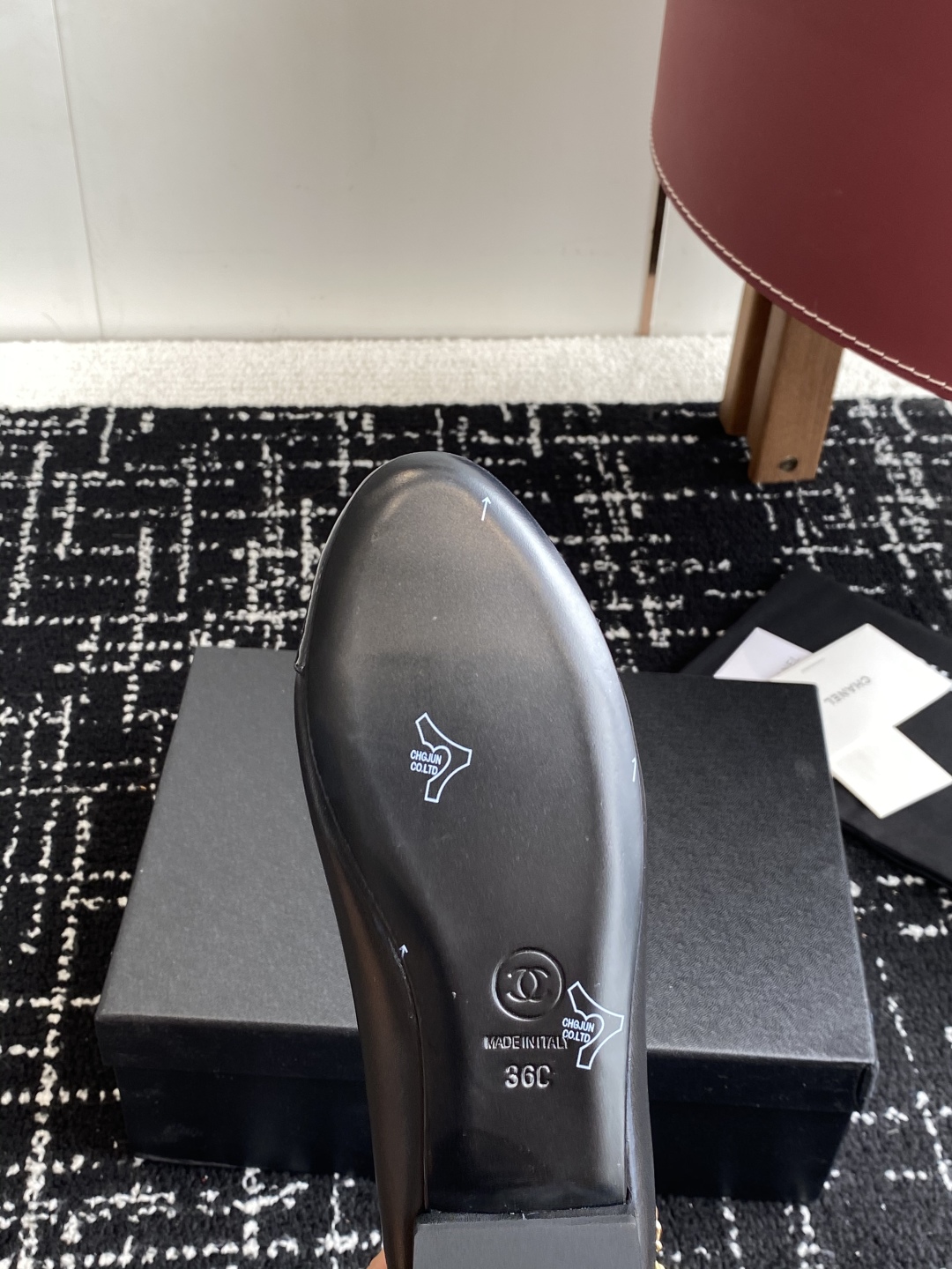 Bagsaaa Ch**el Mary Janes G46718 Black Lambskin