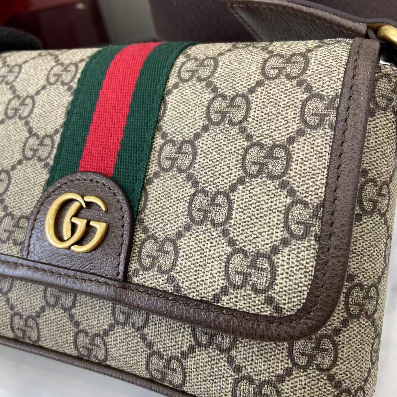 Bagsaaa Gvc*1 Ophidia mini bag 838599 brown & beige - 18cm
