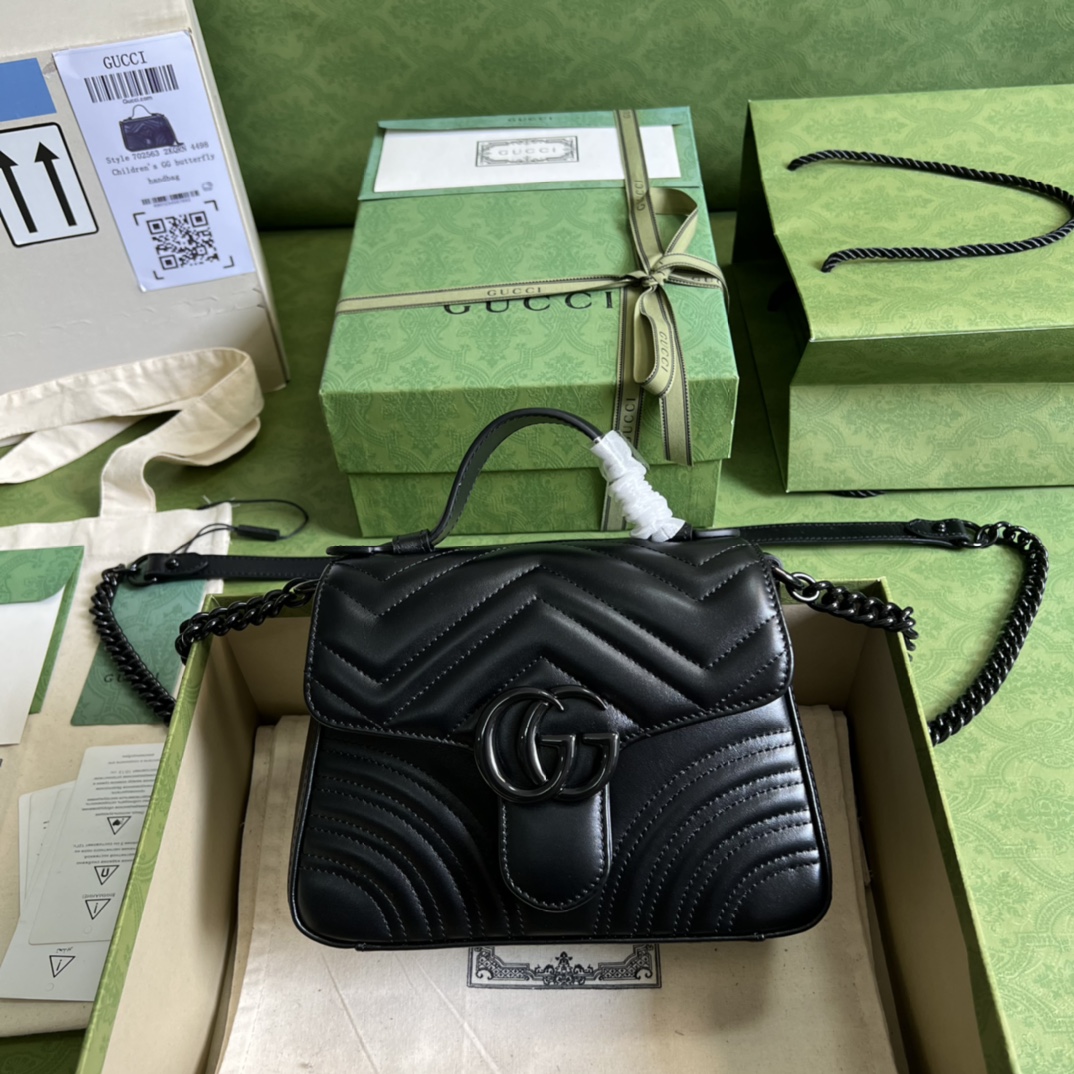Bagsaaa Gvc*1 GG Marmont small top handle bag 702563 black - 20cm