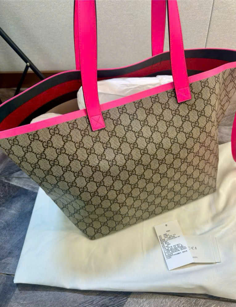 Bagsaaa Gvc*1 Medium Ophidia GG tote bag beige & pink - 30cm