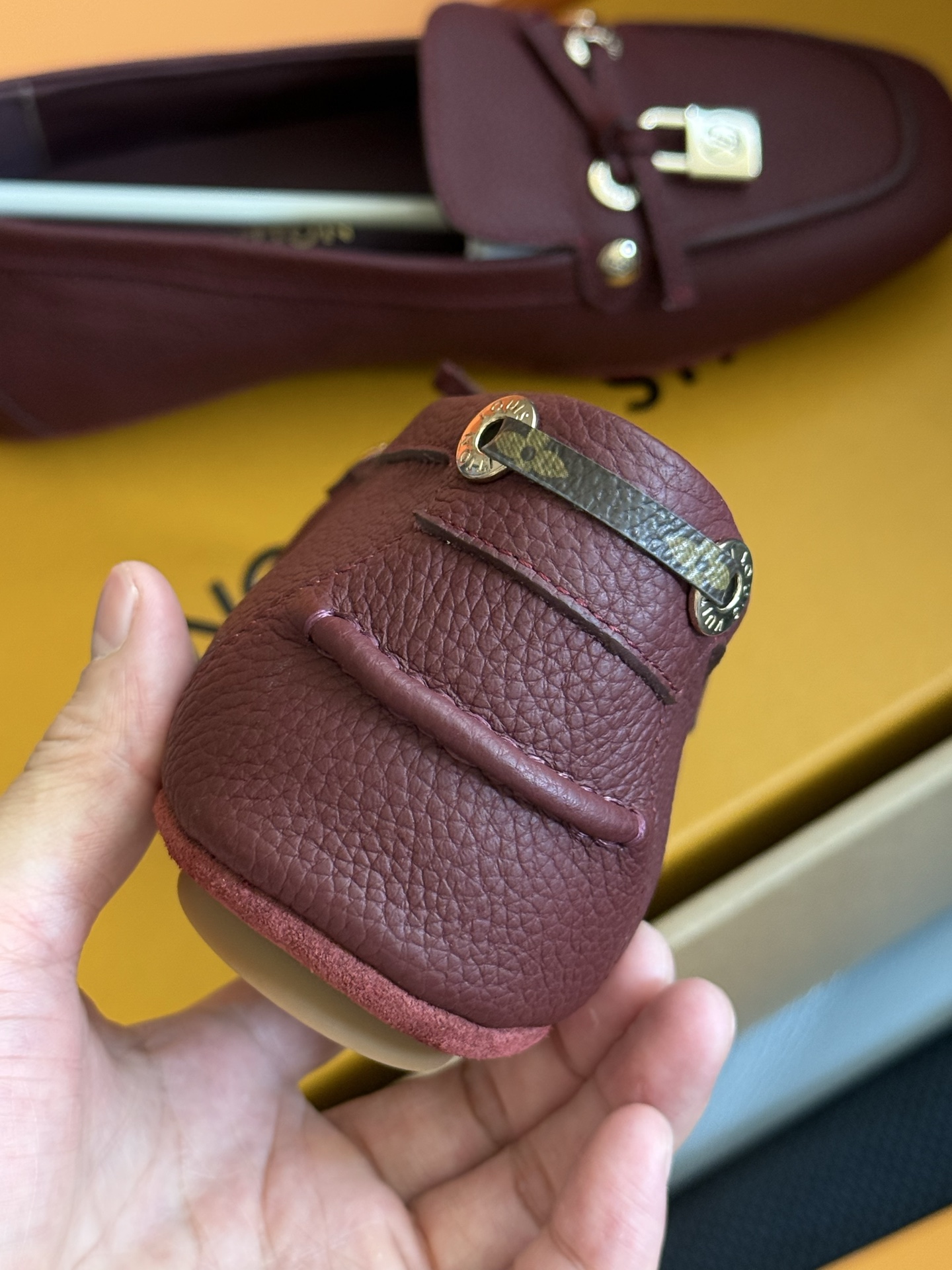 Bagsaaa LV Flore Car Shoe Bordeaux Red