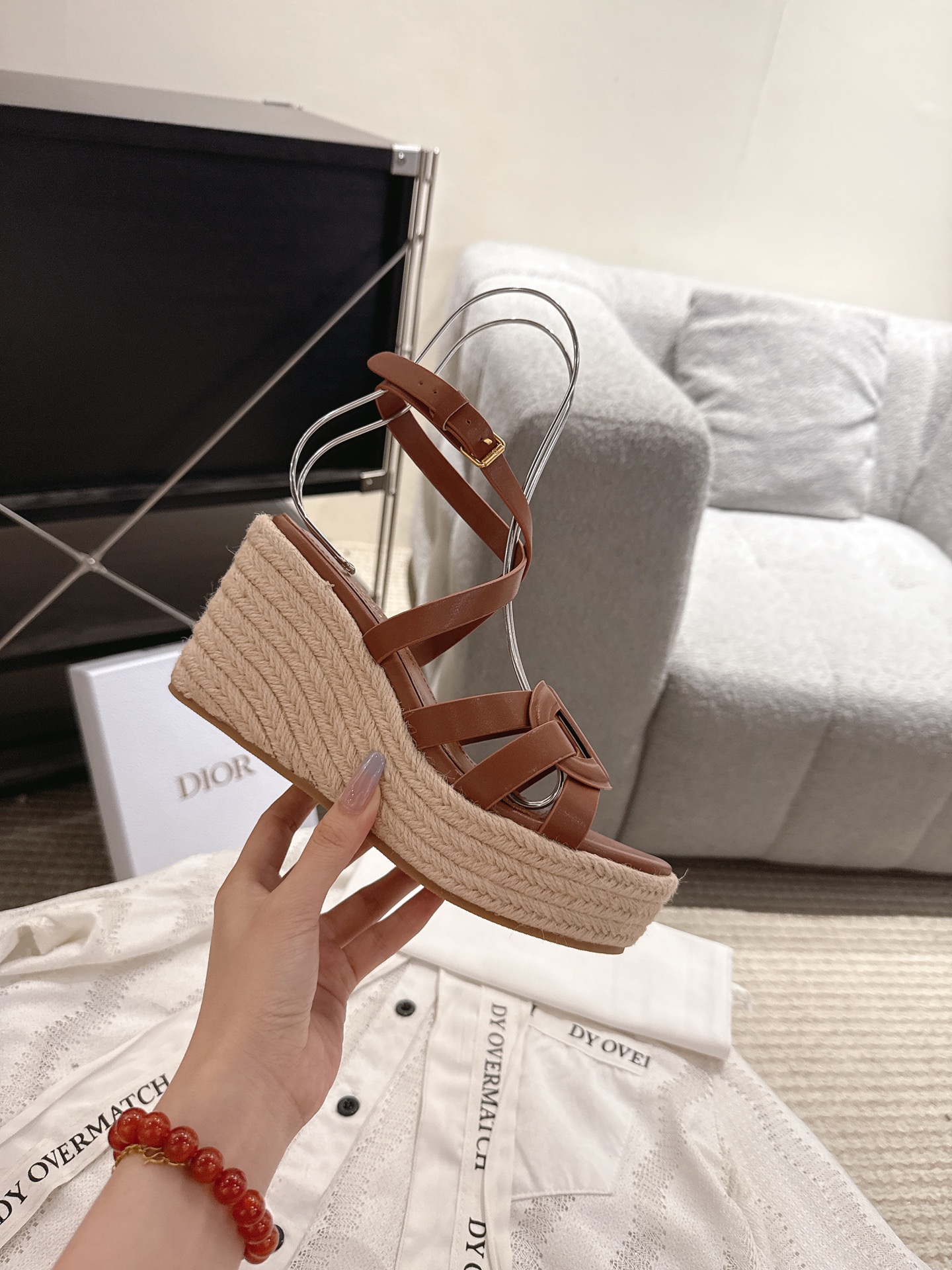 Bagsaaa D10r D-Club Wedge Sandal Brown