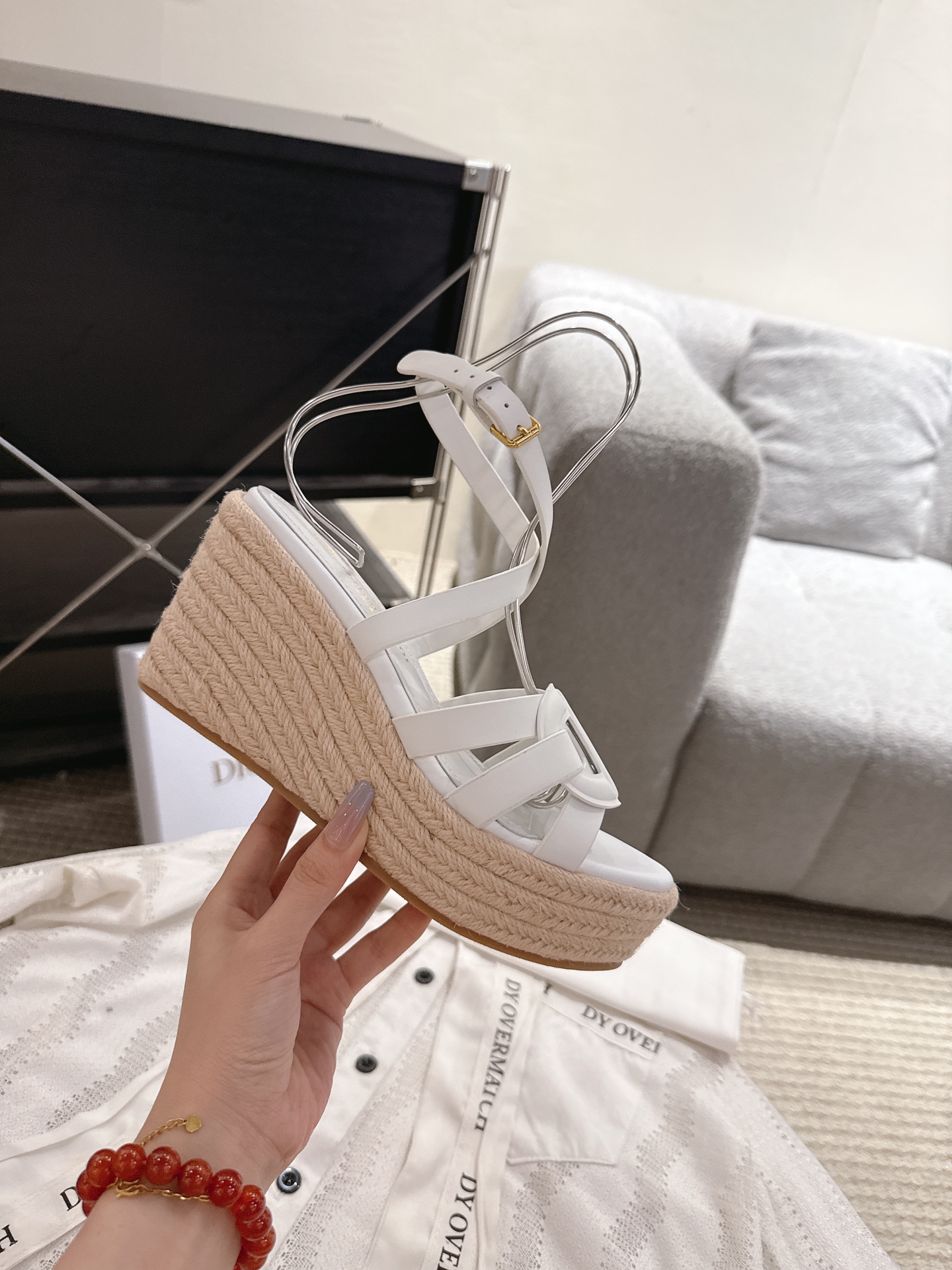 Bagsaaa D10r D-Club Wedge Sandal White