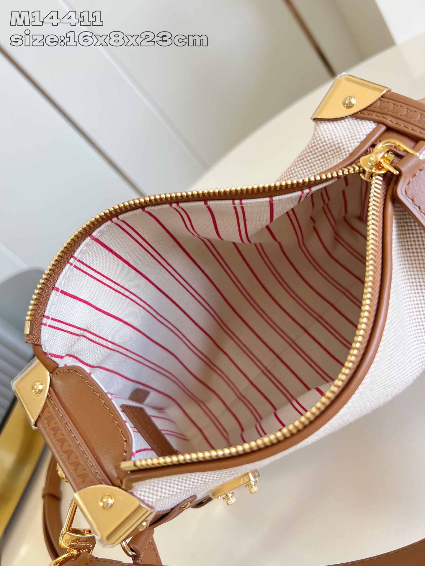 Bagsaaa LV M14411 Side Trunk MM Ecru/Cognac - 23.5cm