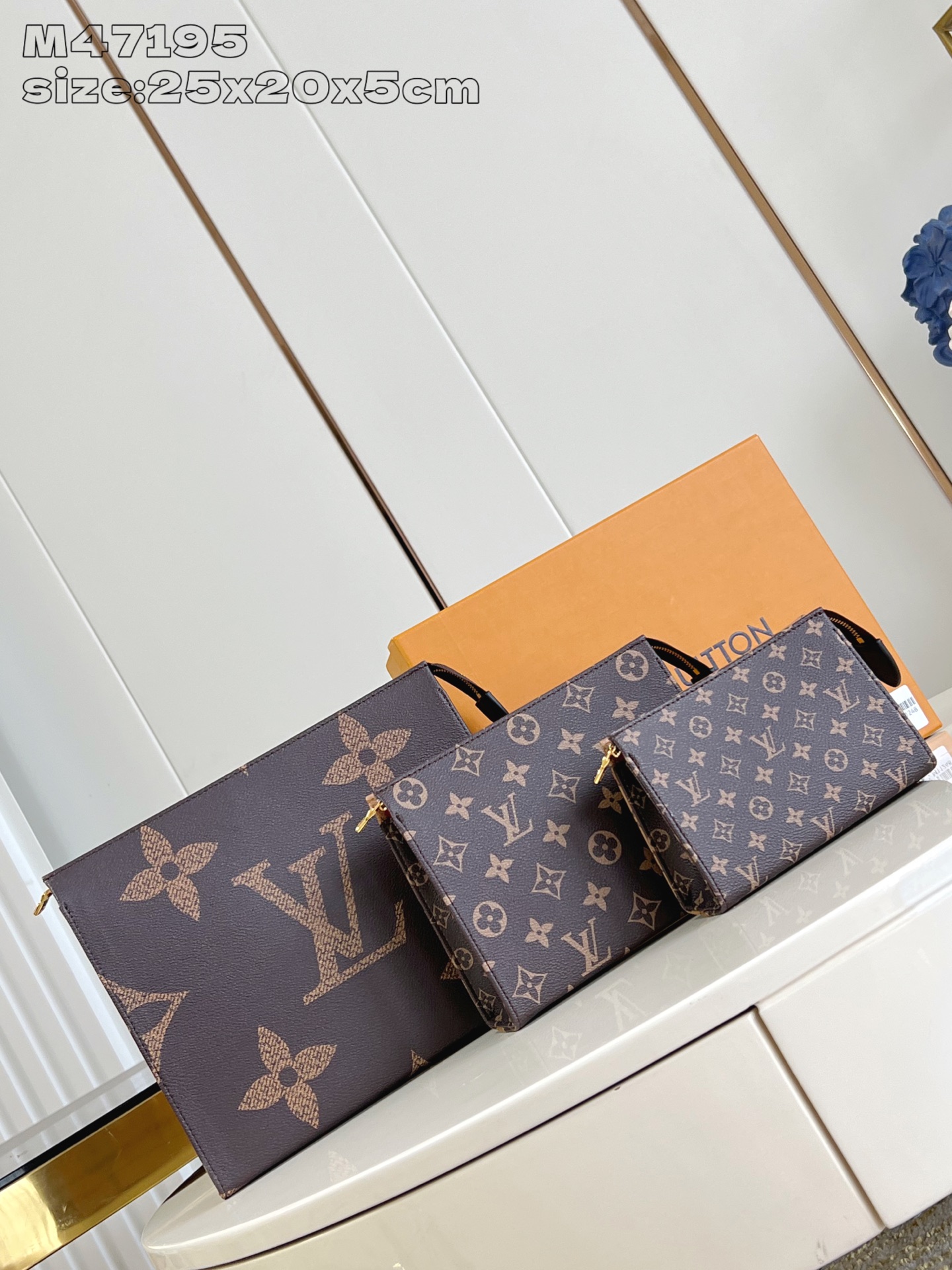 Bagsaaa LV Trio Toilet Pouch Set M11248 Monogram Reverse