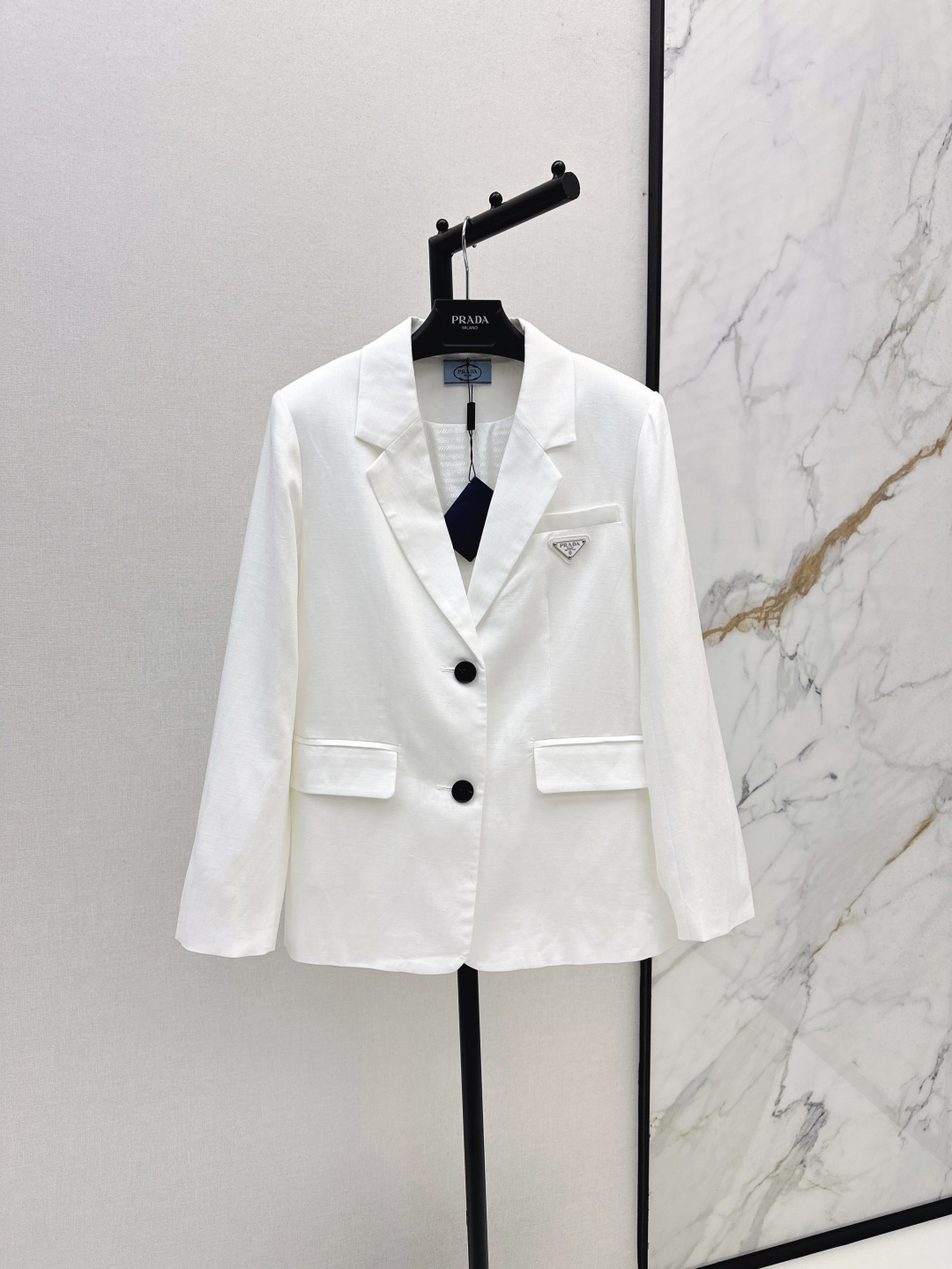 Bagsaaa Pra*a White Single-Breasted Blazer