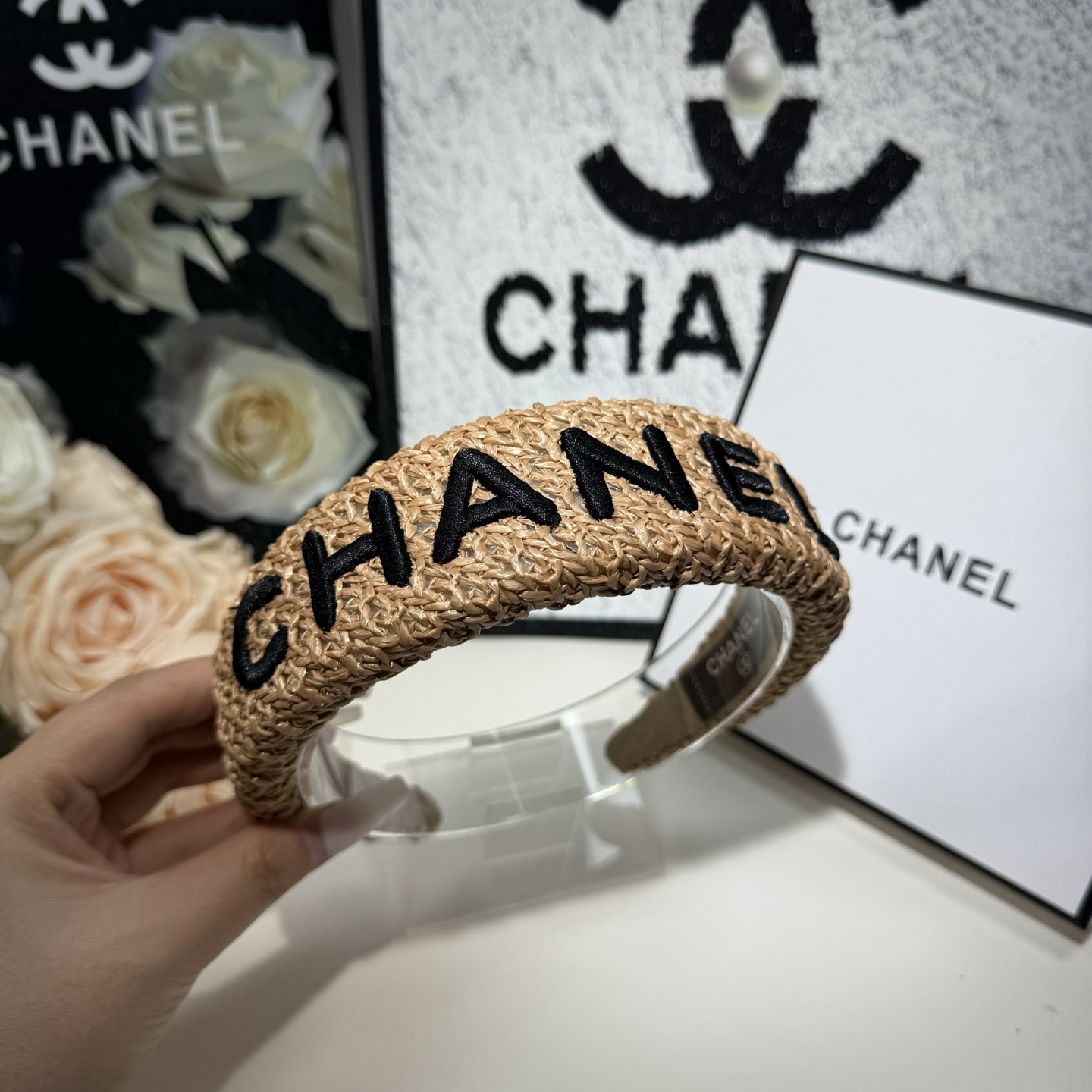 Bagsaaa Ch**el Woven Raffia Headband