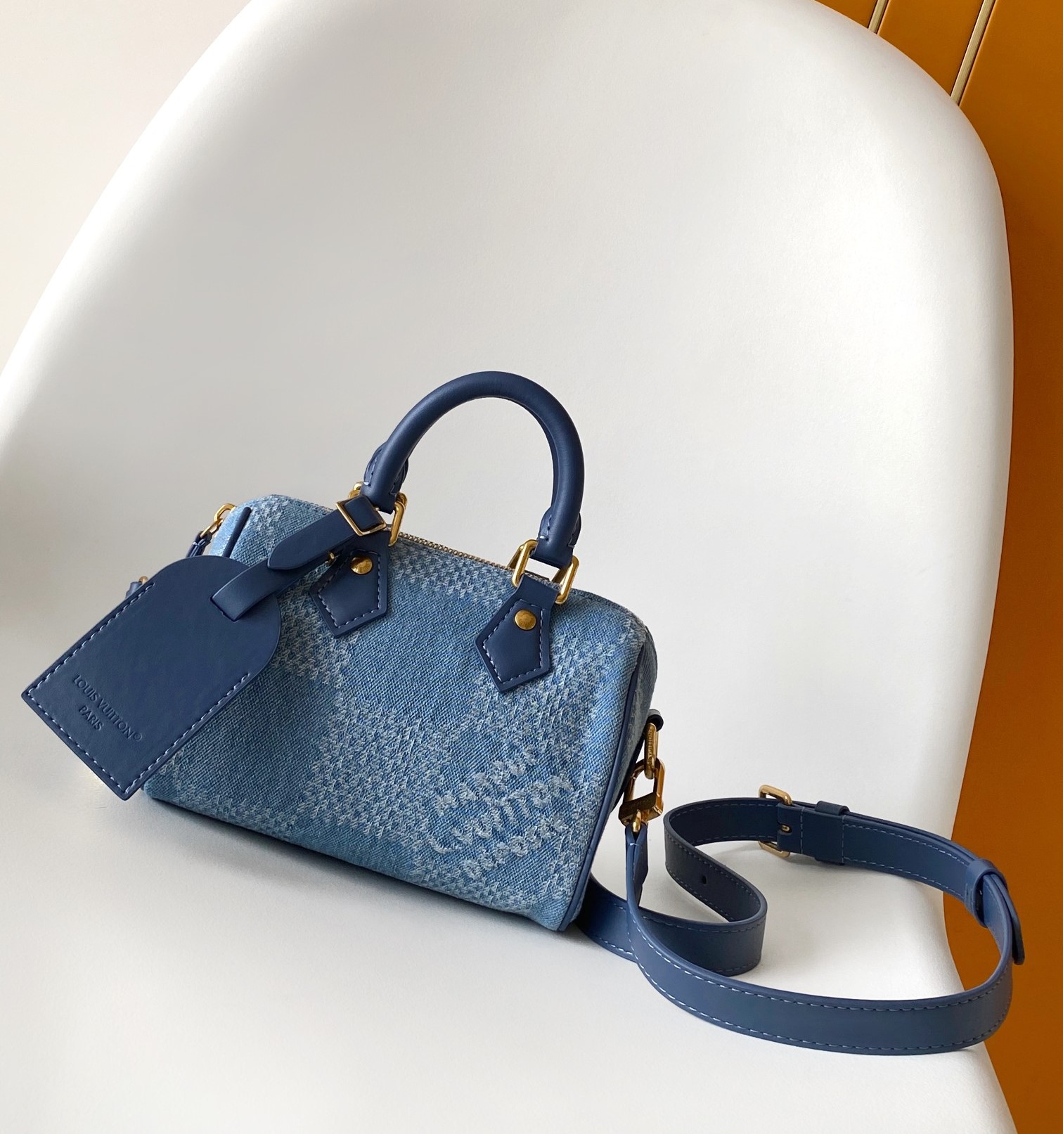 Bagsaaa LV N00208 Speedy 18 Bandoulière Denim Blue - 18cm