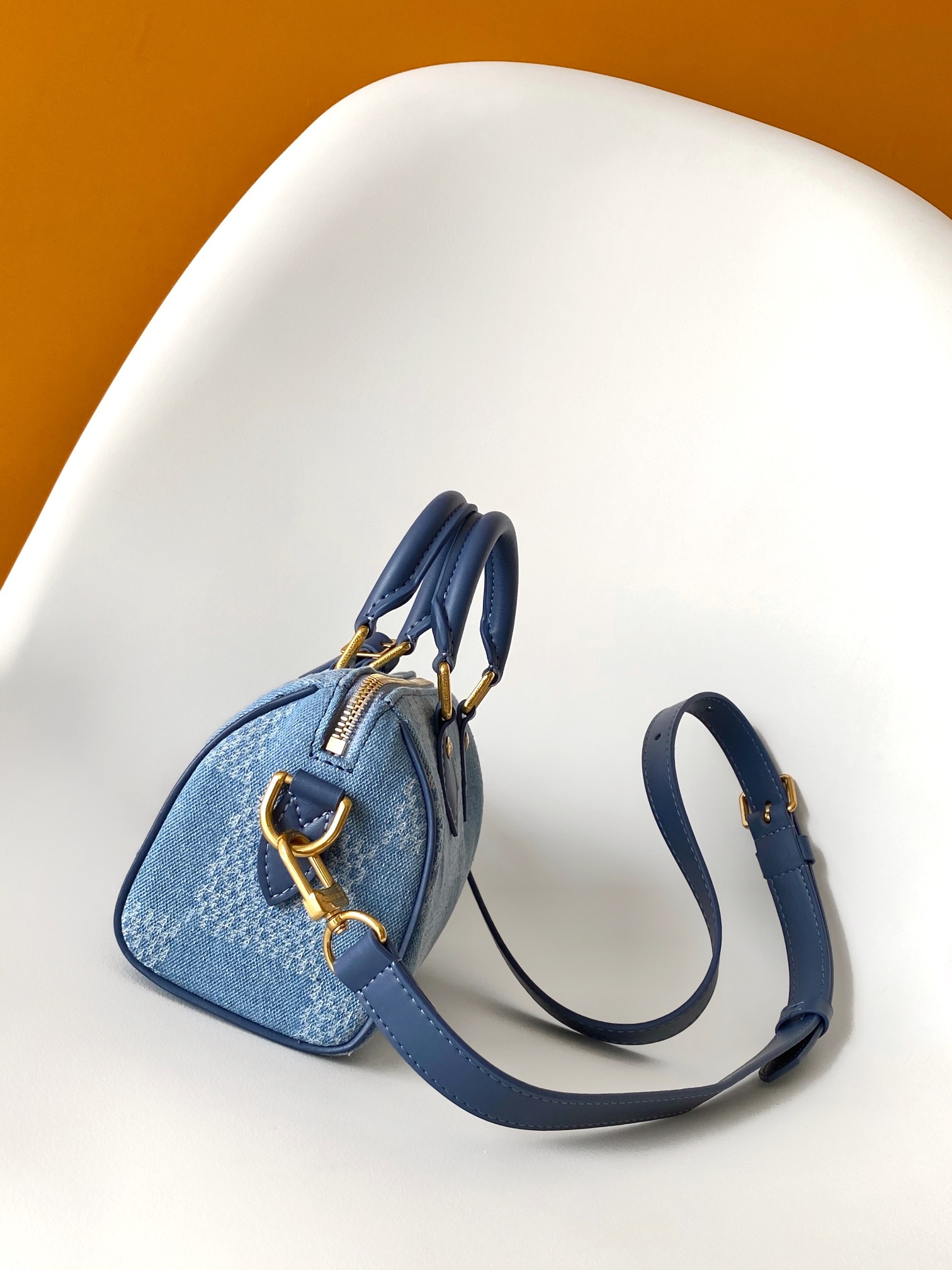 Bagsaaa LV N00208 Speedy 18 Bandoulière Denim Blue - 18cm