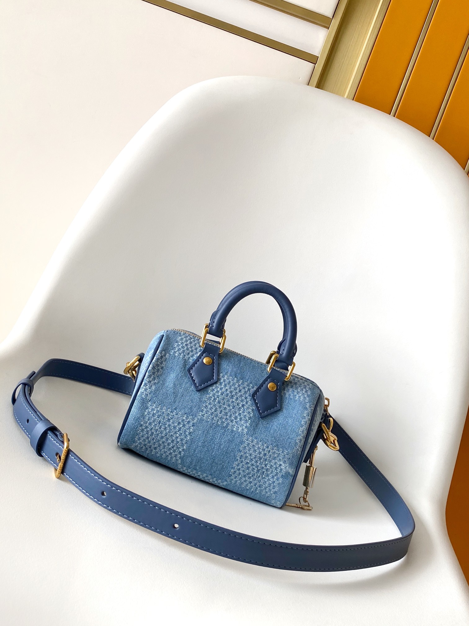 Bagsaaa LV N00208 Speedy 18 Bandoulière Denim Blue - 18cm