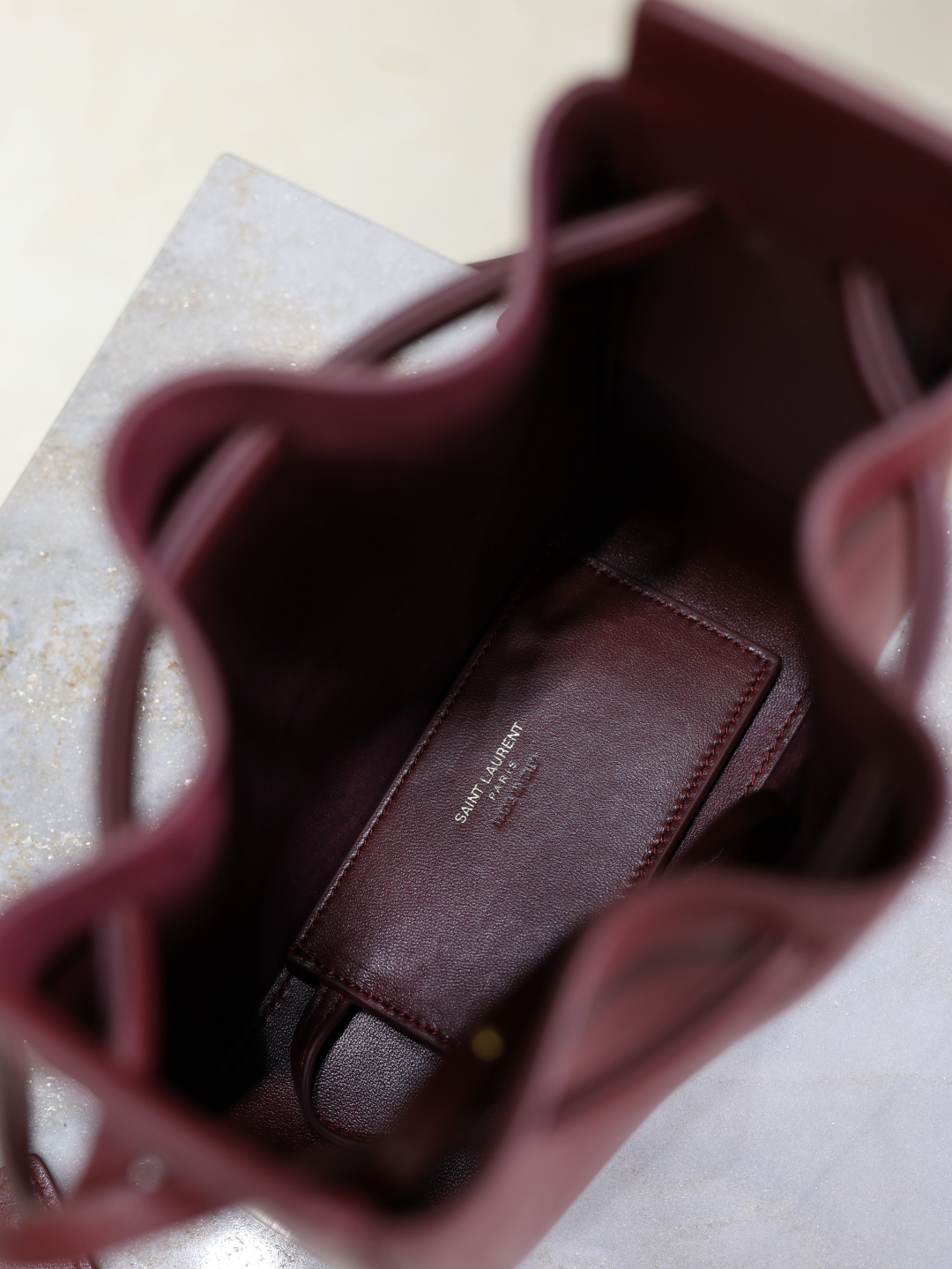 Bagsaaa Y51 Bucket Bag In Leather 817386 Dark Red - 24cm