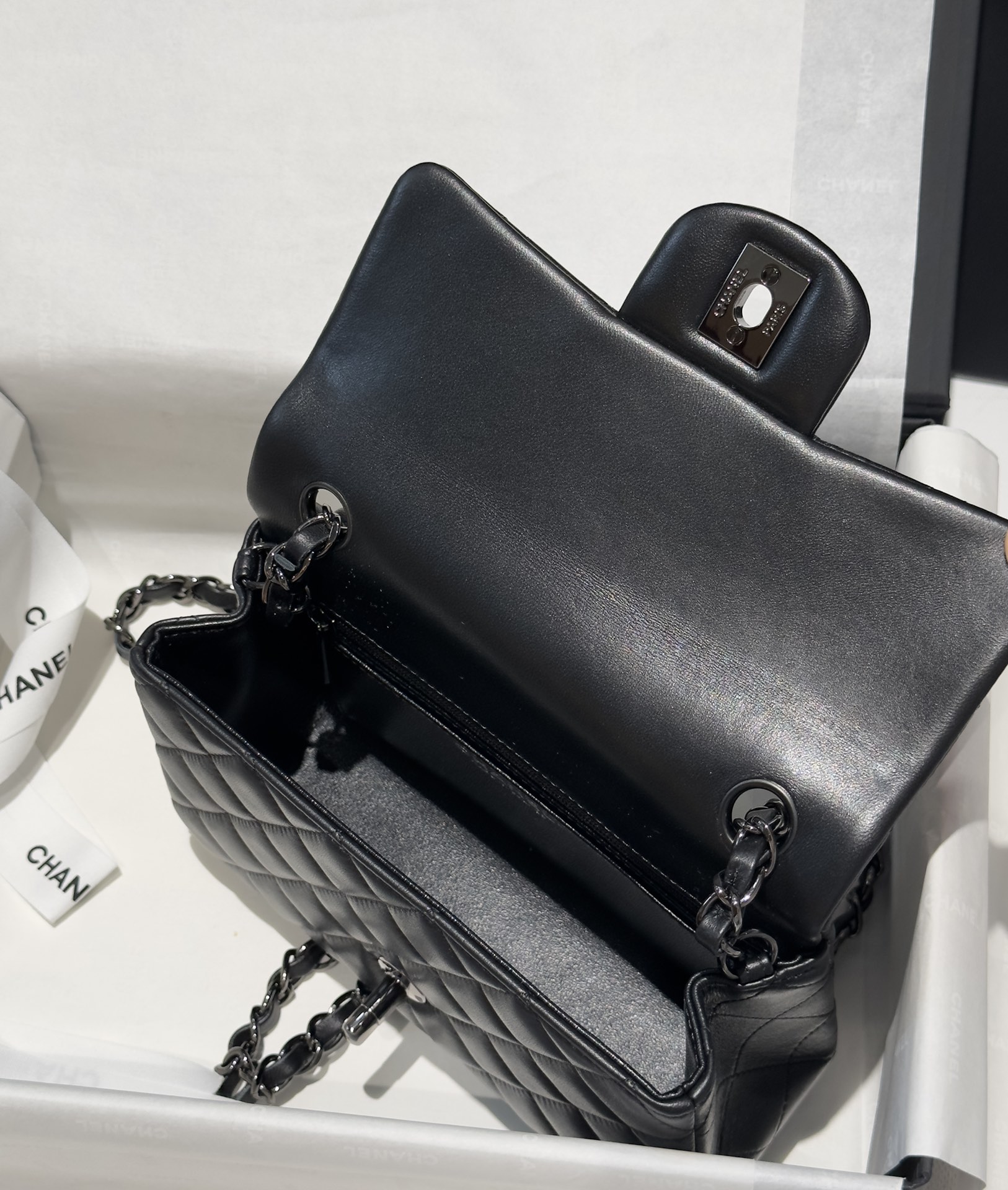 Bagsaaa Ch**el Mini Flap Bag Full Black Lambskin - 20cm