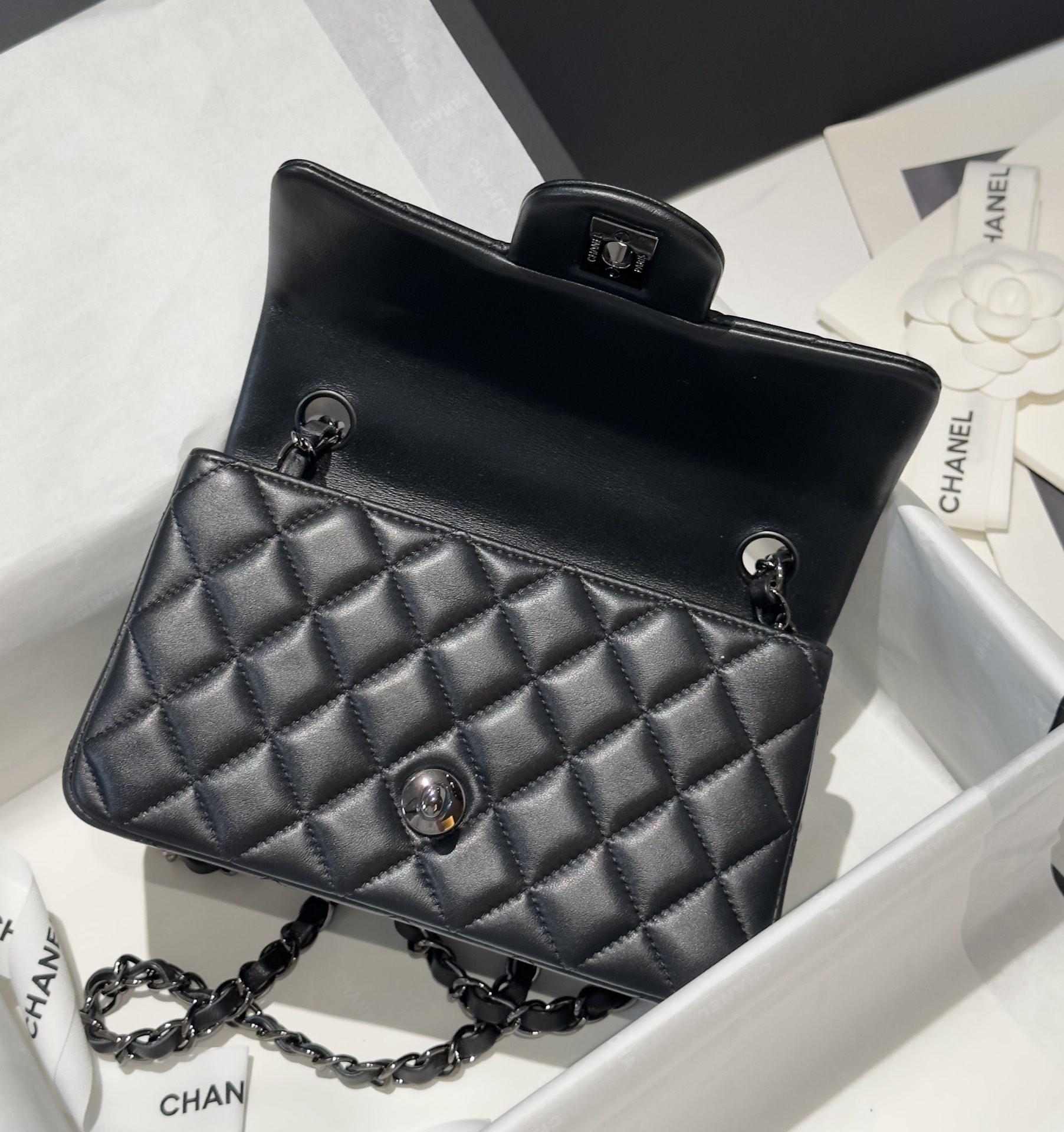 Bagsaaa Ch**el Mini Flap Bag Full Black Lambskin - 20cm