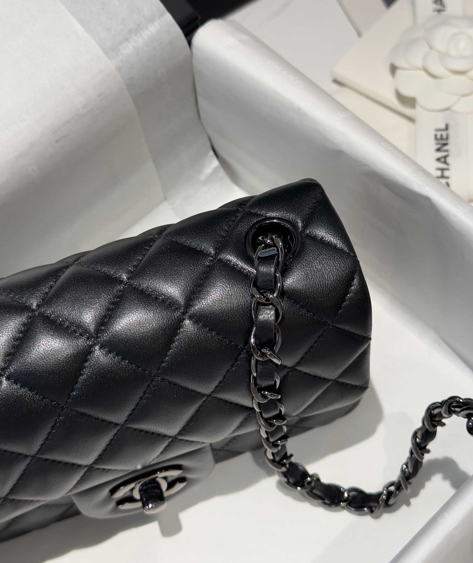 Bagsaaa Ch**el Mini Flap Bag Full Black Lambskin - 20cm