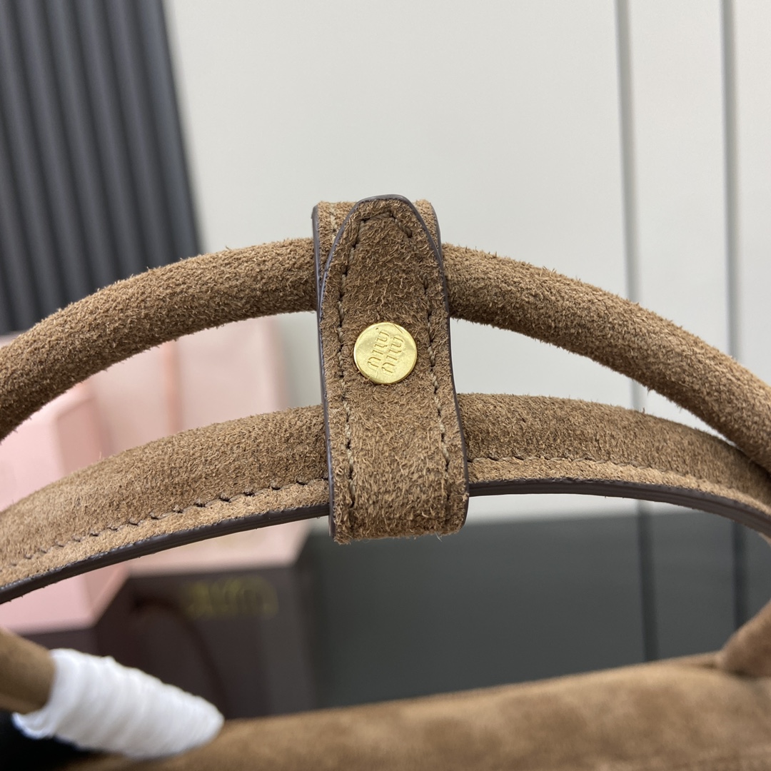 Bagsaaa Miu Miu Beau bag 5BB117 brown suede - 34x23x10 cm