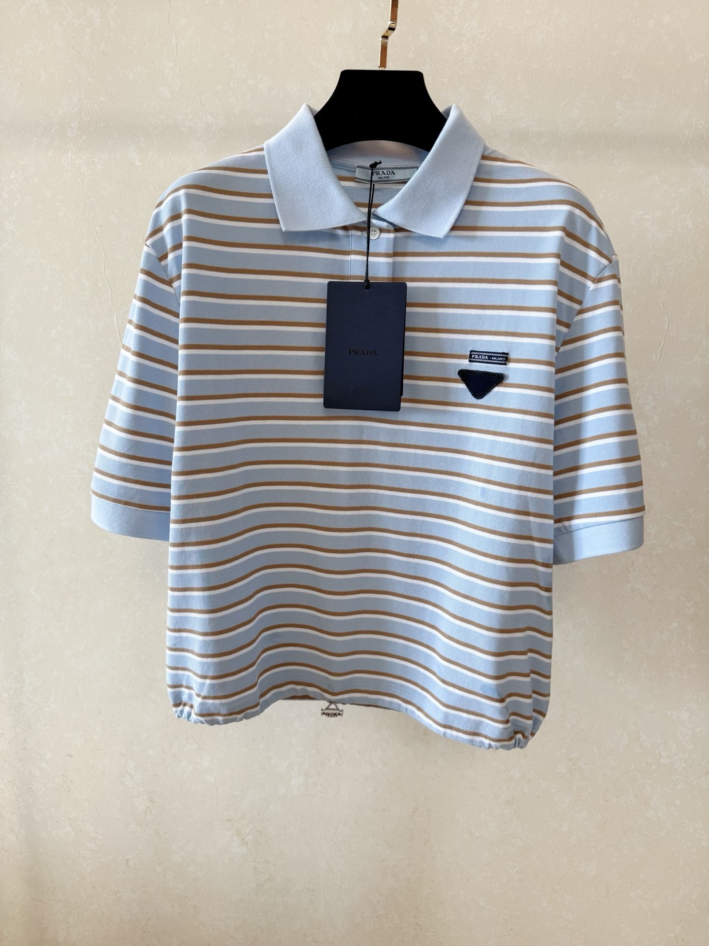 Bagsaaa Pra*a striped polo shirt