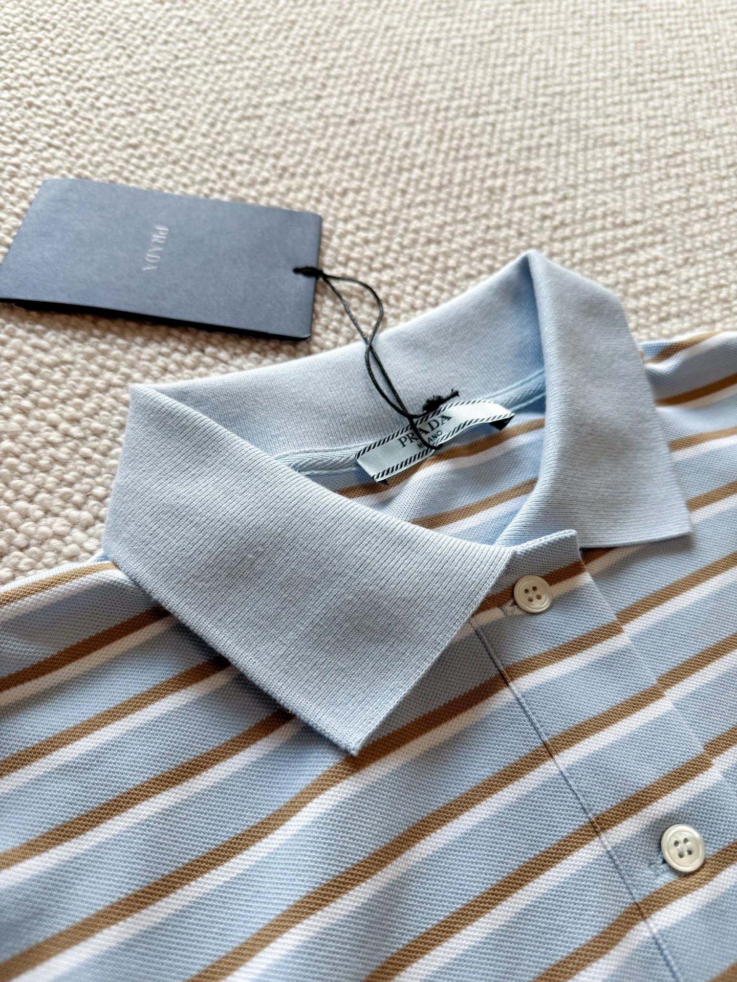 Bagsaaa Pra*a striped polo shirt
