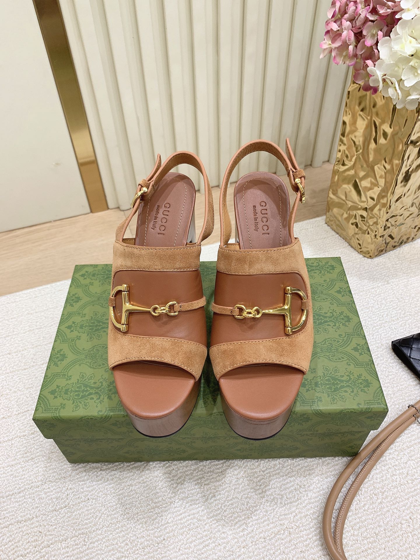 Bagsaaa Gvc*1 Women's platform sandal with Horsebit 834420 brown