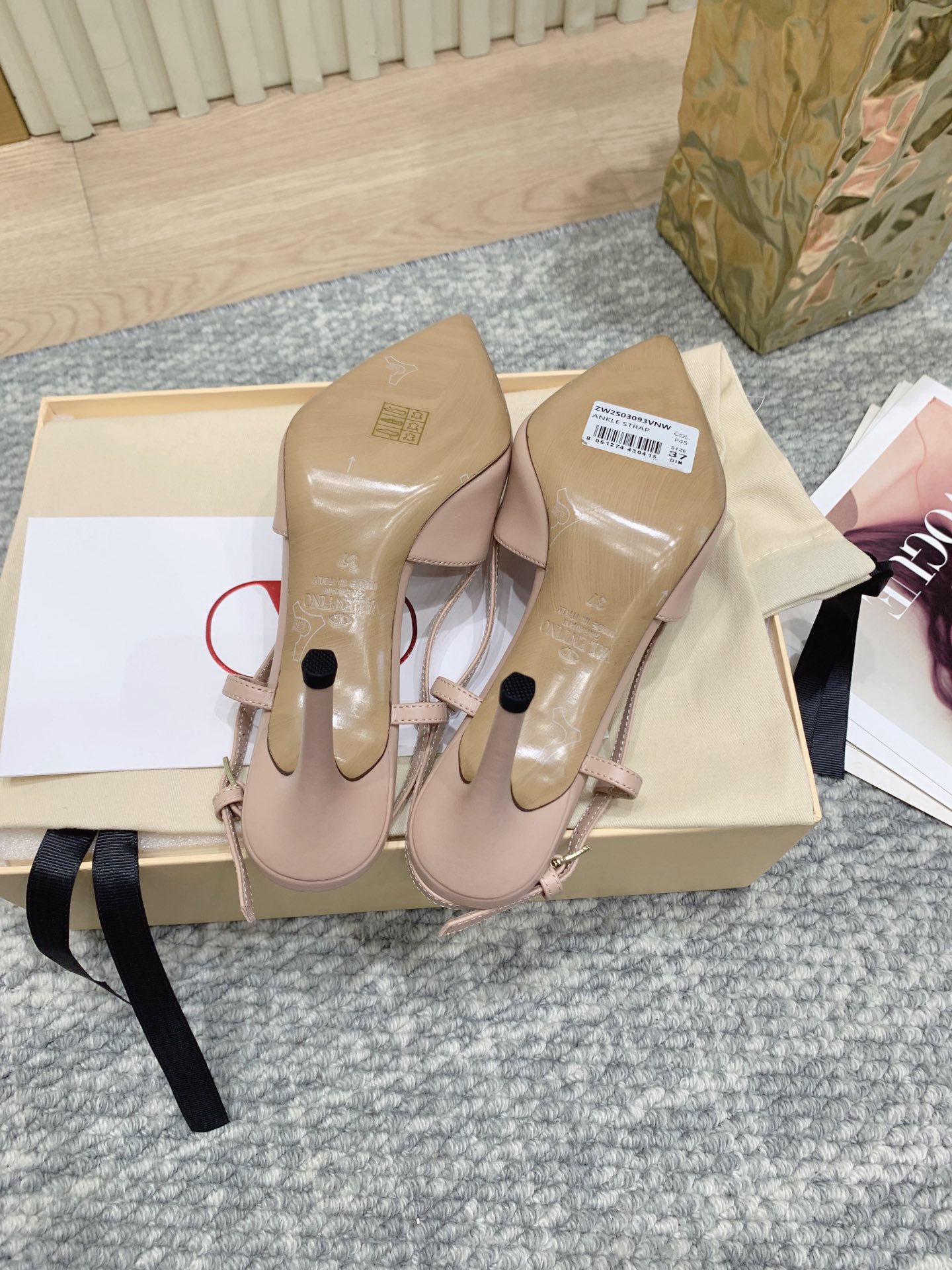 Bagsaaa Va1e*ntin0 Vlogo Signature Slingback Calfskin Pump With Jewel Logo 80Mm