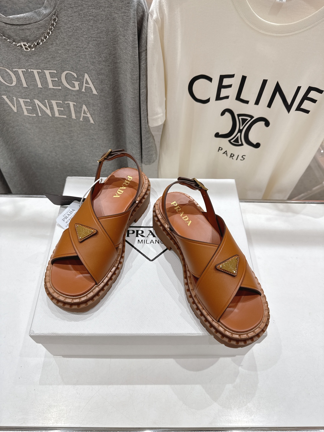 Bagsaaa Pra*a Leather sandals 1X105O brown