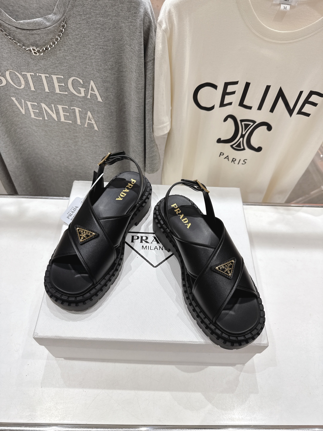 Bagsaaa Pra*a Leather sandals 1X105O black