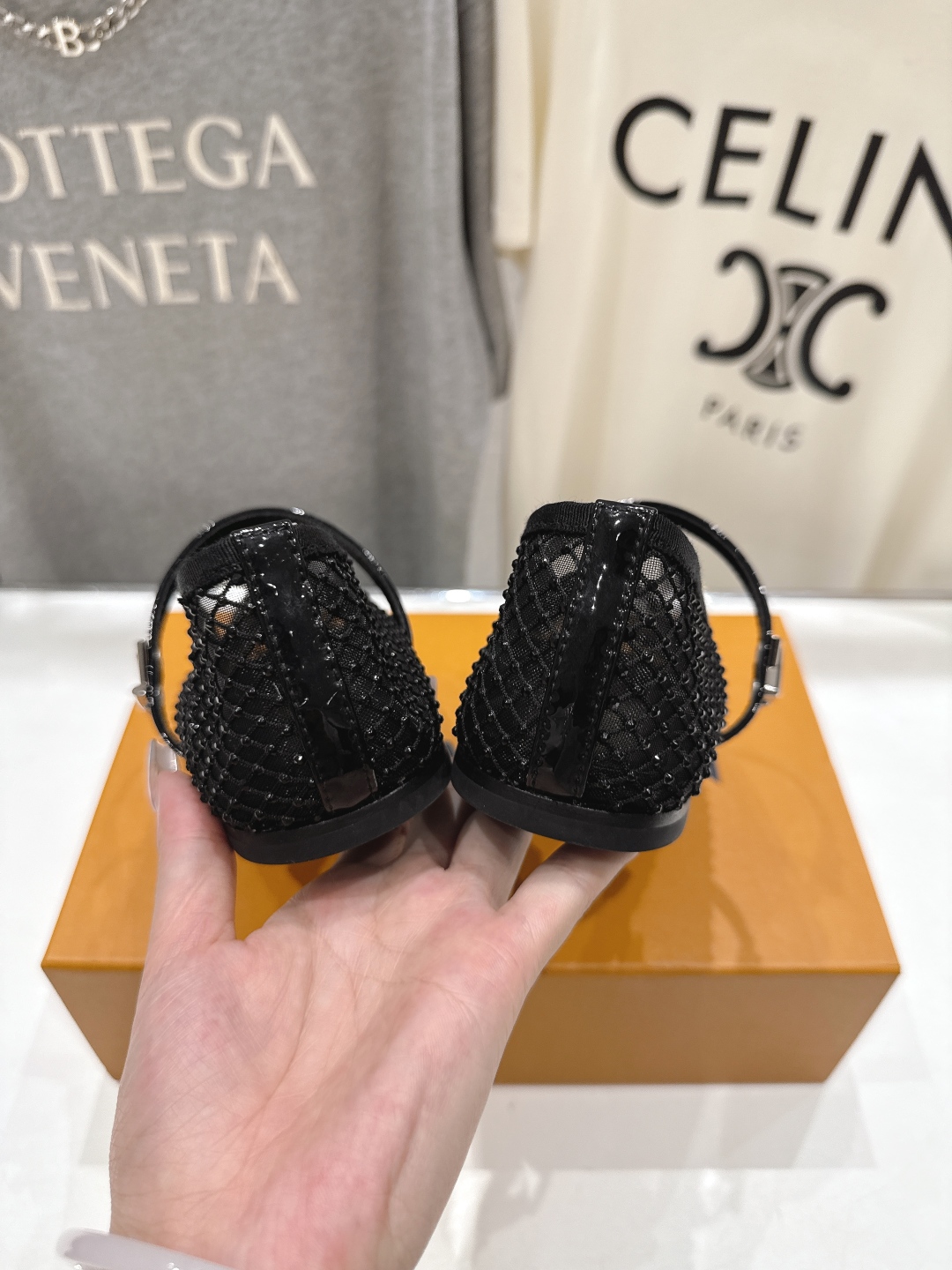 Bagsaaa LV Romy Flat Ballerina Black Mesh