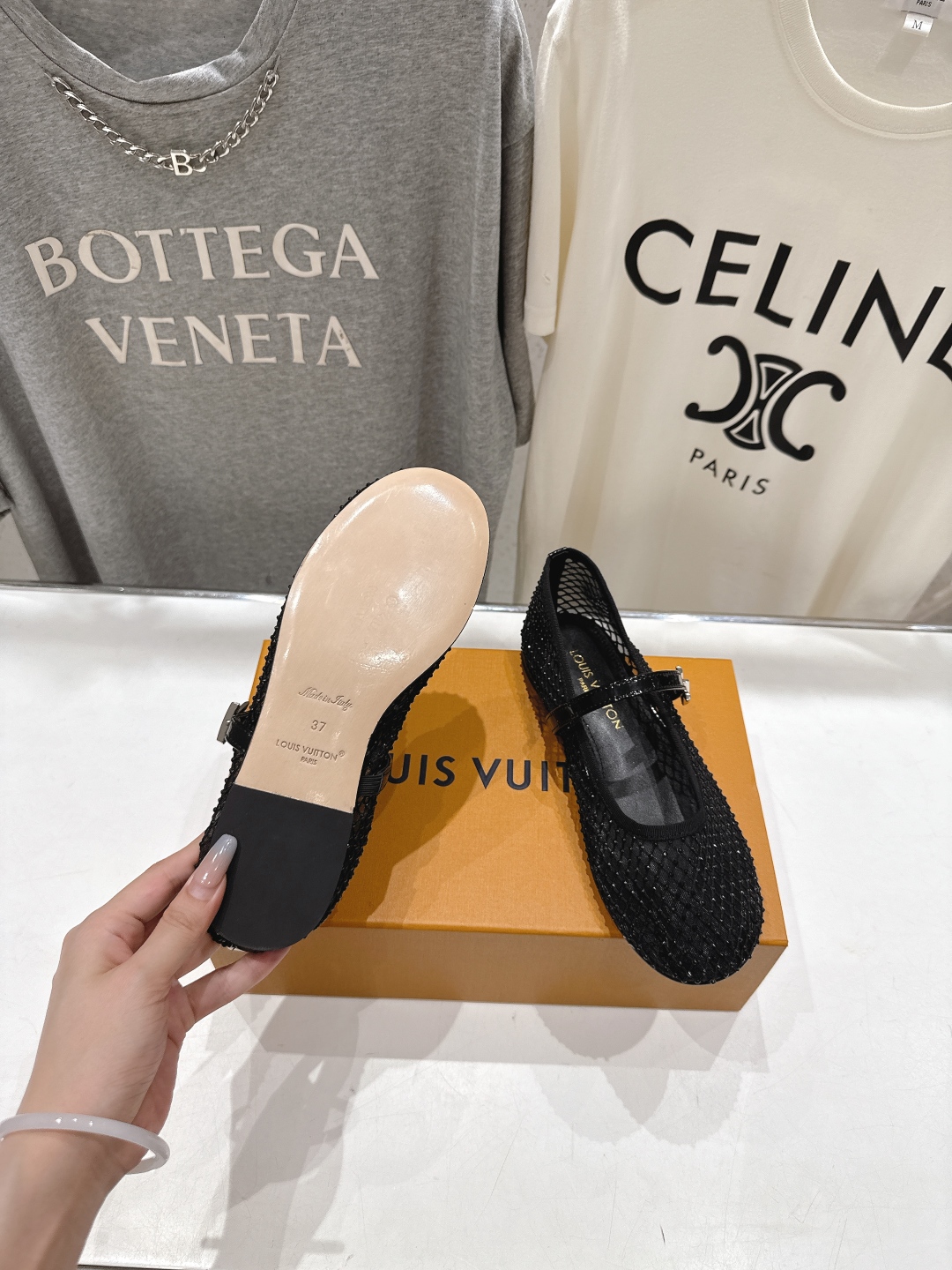 Bagsaaa LV Romy Flat Ballerina Black Mesh