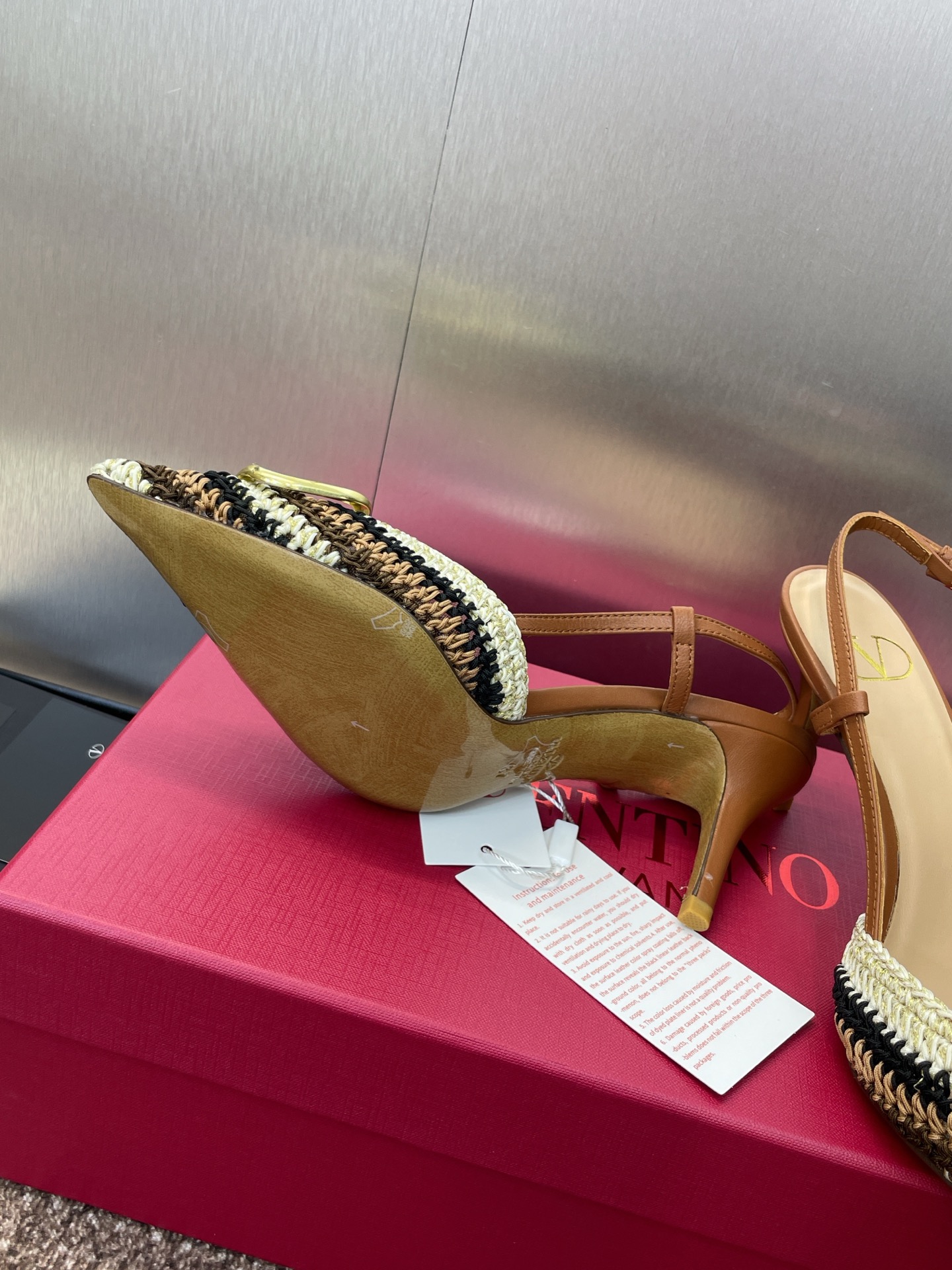 Bagsaaa Va1e*ntin0 Vlogo Signature Slingback Pump With Crochet Embroidery 80Mm