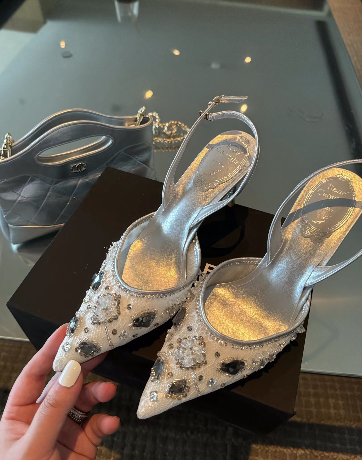 Bagsaaa René Caovilla crystal embellishment pumps