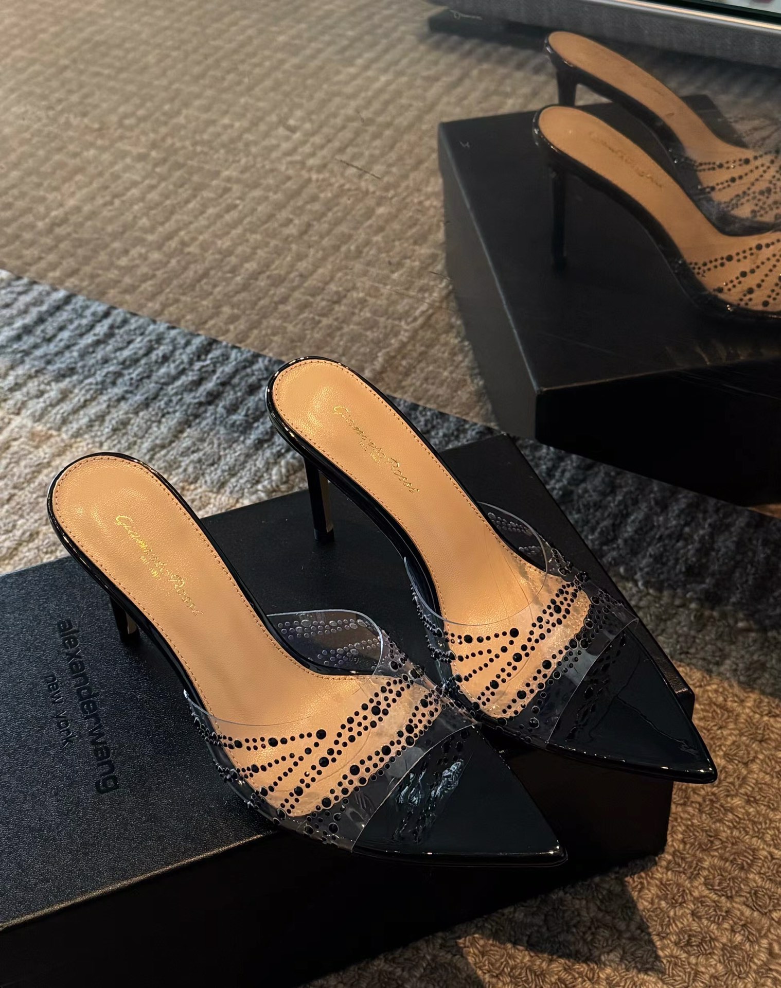 Bagsaaa Gianvito Rossi Elle crystal-embellished 110mm sandals black