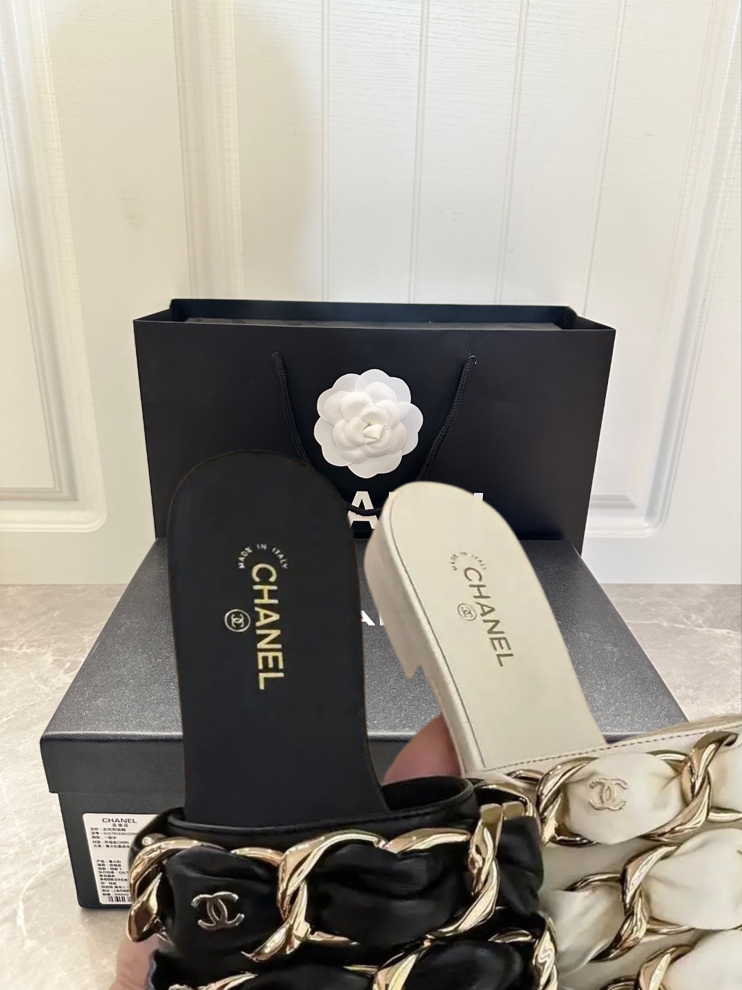 Bagsaaa Ch**el Mules G46653 Black/White