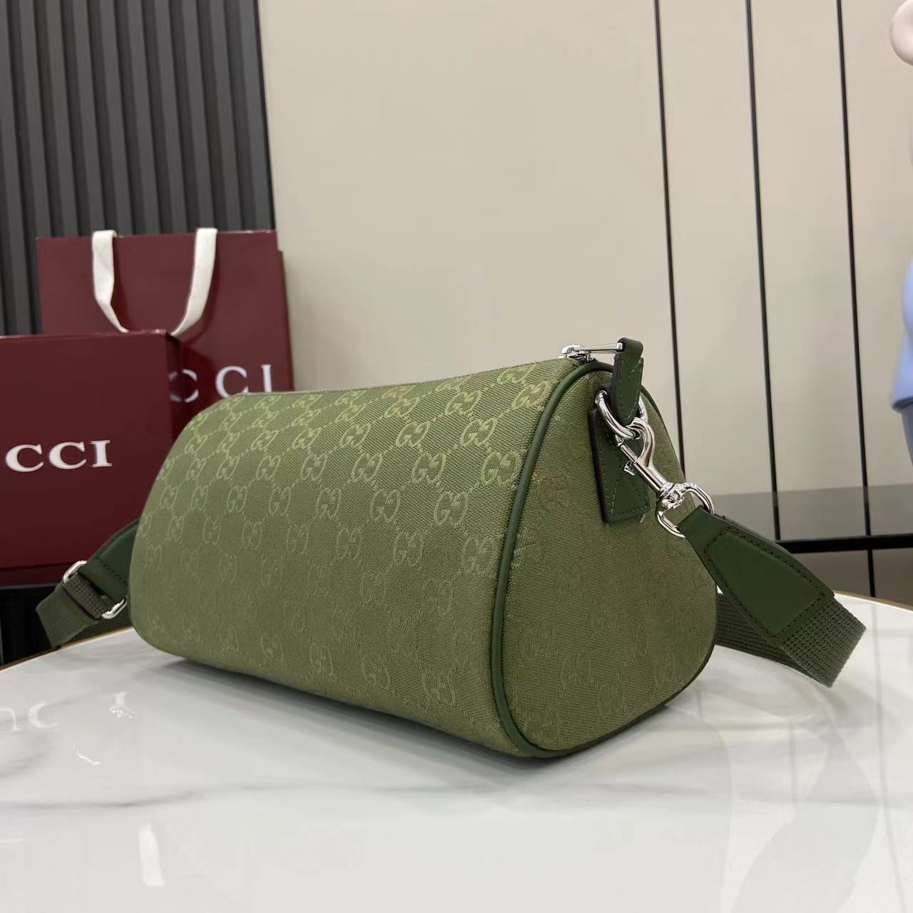 Bagsaaa Gvc*1 GG canvas small cylinder bag 834455 green - 30cm