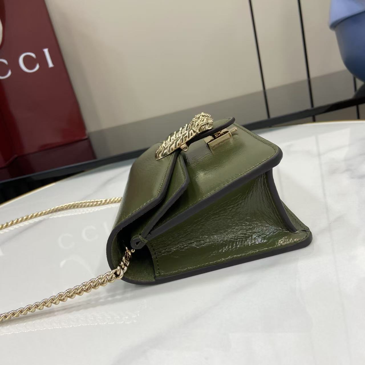 Bagsaaa Gvc*1 Dionysus mini shoulder bag 837370 Green patent - 17.5cm
