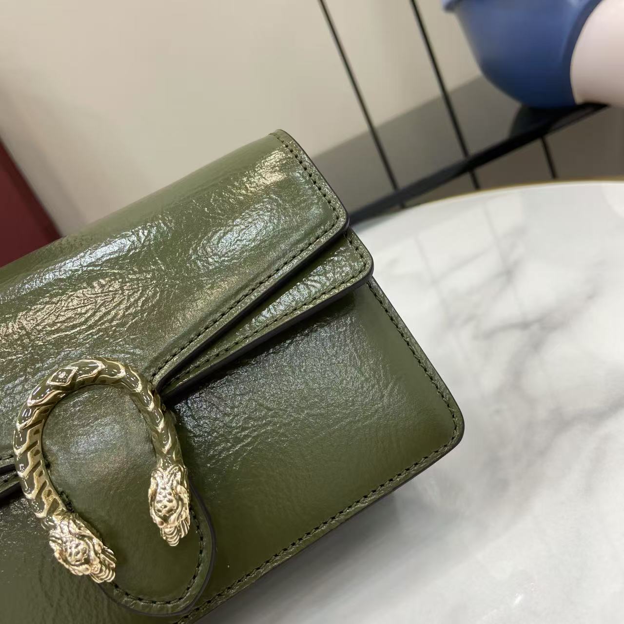 Bagsaaa Gvc*1 Dionysus mini shoulder bag 837370 Green patent - 17.5cm