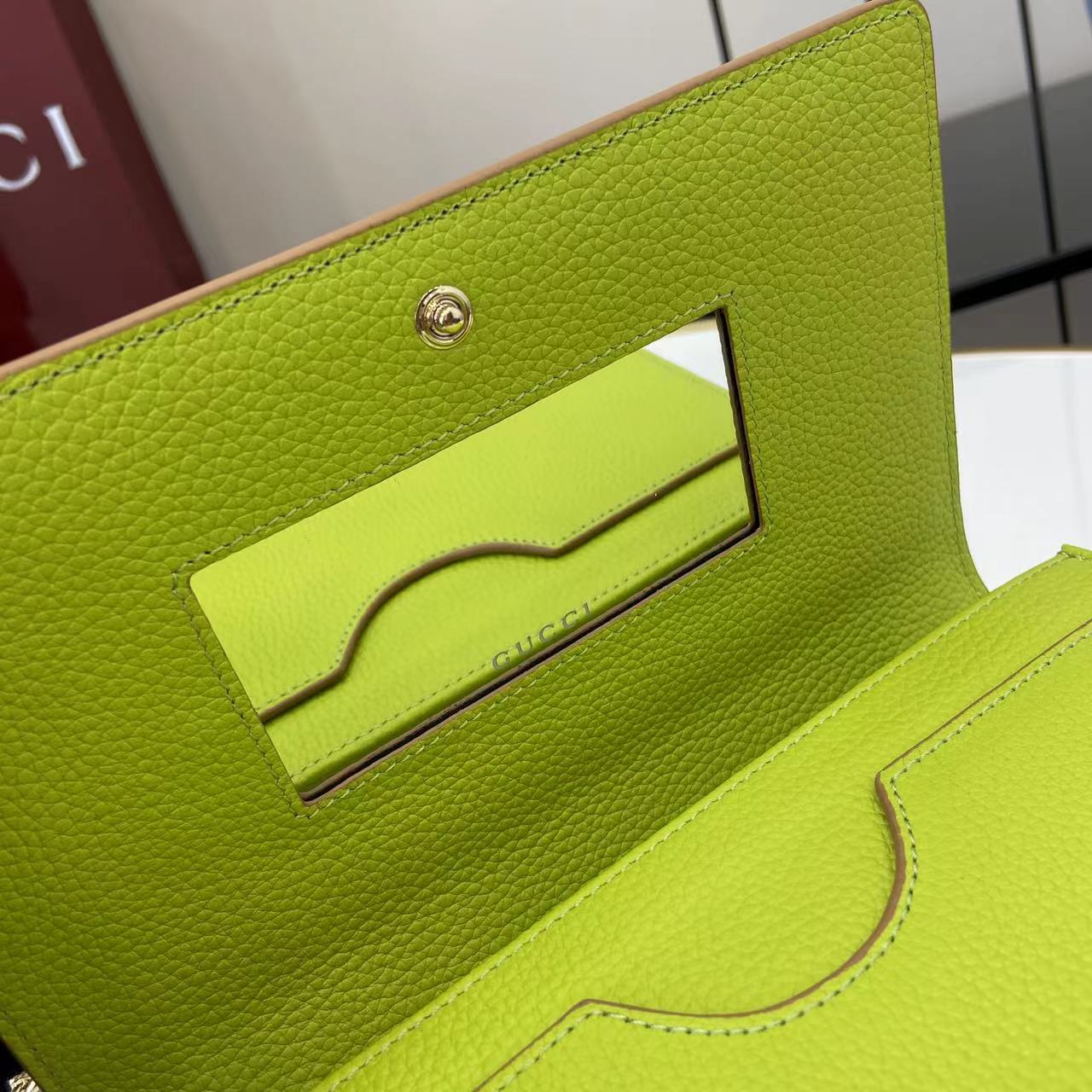 Bagsaaa Gvc*1 GG Marmont WOC 497985 beige and bright green - 20cm