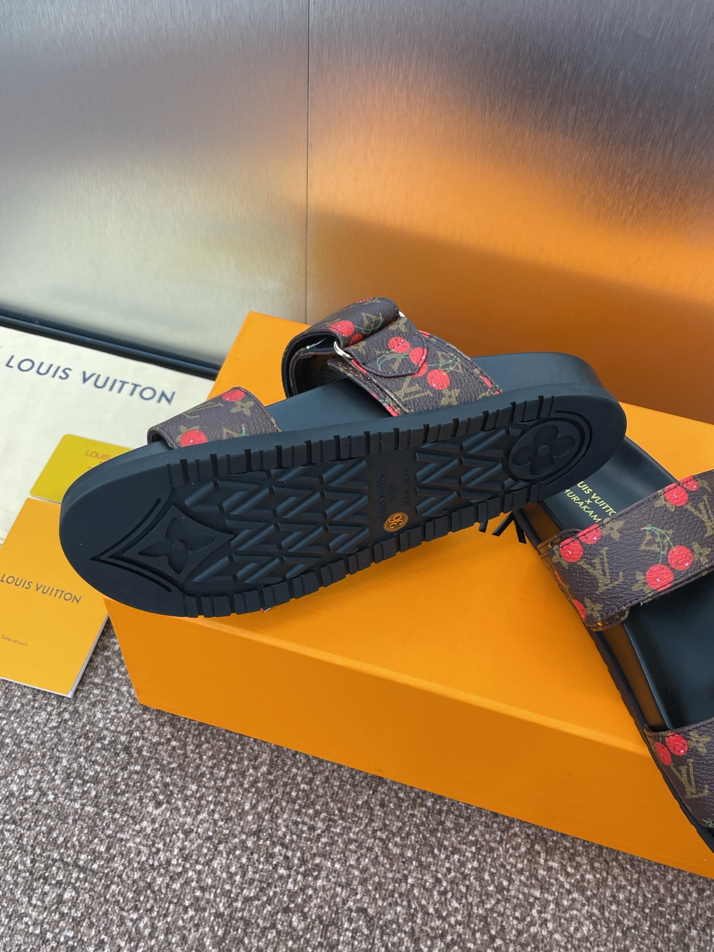 Bagsaaa LV x TM Bom Dia Flat Comfort Mule Monogram cherry
