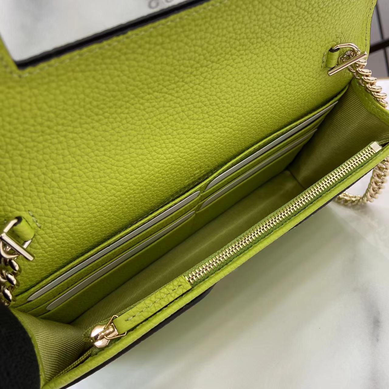 Bagsaaa Gvc*1 GG Marmont wallet on chain 497985 beige & green - 20cm