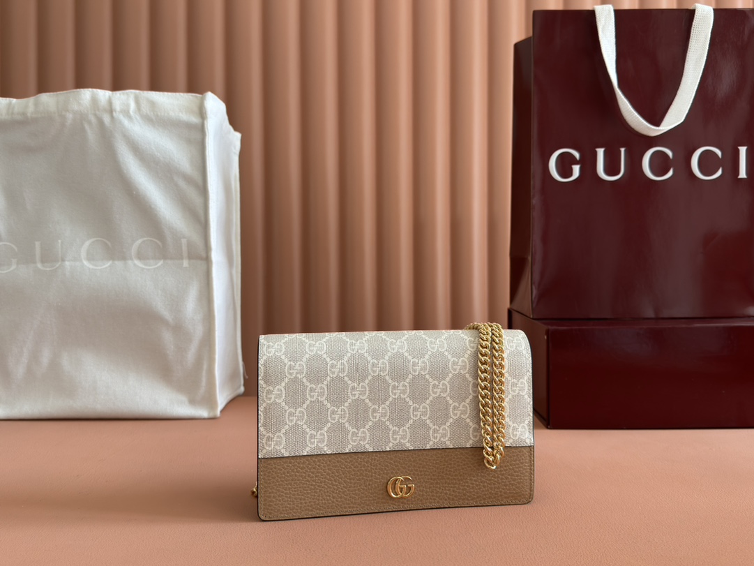 Bagsaaa Gvc*1 GG Marmont wallet on chain 497985 beige & pink - 20cm