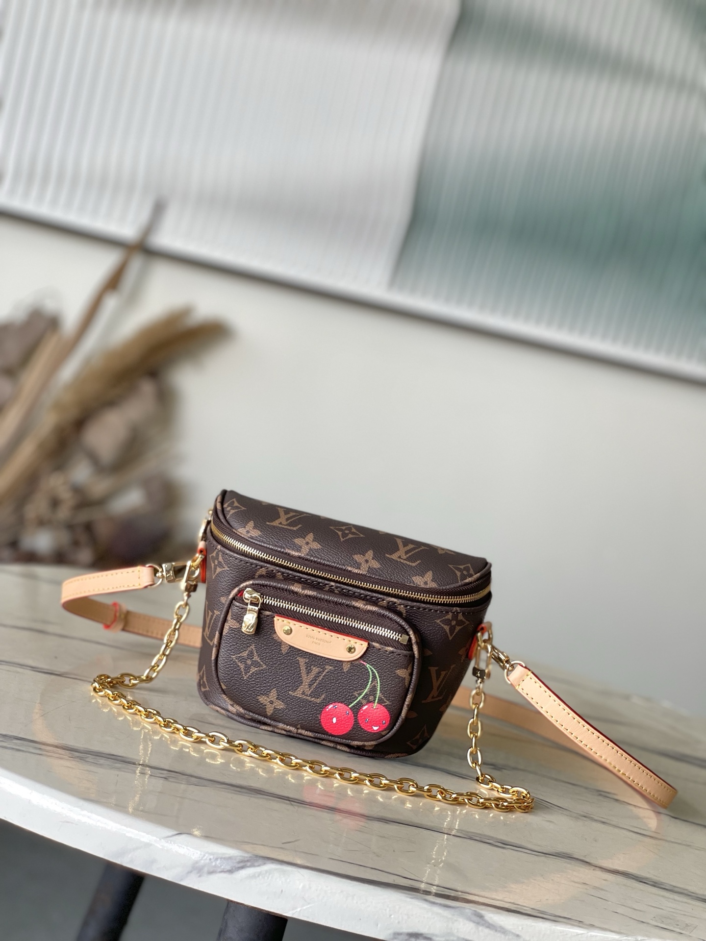 Bagsaaa M13449 LV x TM Mini Bumbag Monogram & Cherry - 17cm