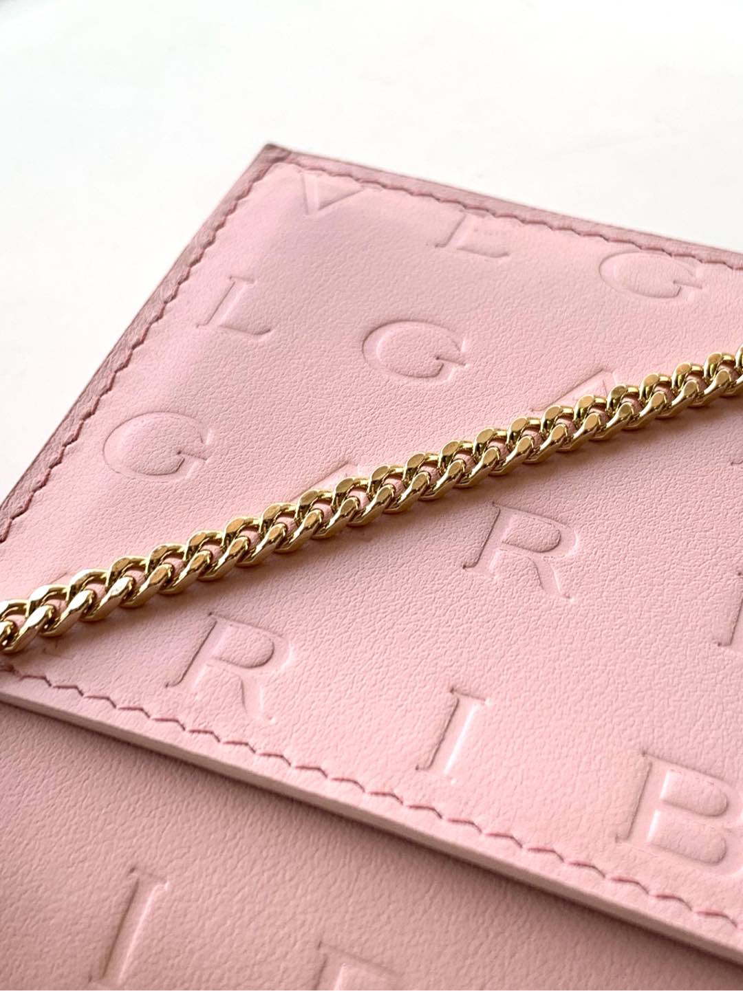 Bagsaaa Bulgari Pink Embossed Crossbody Bag - 19cm