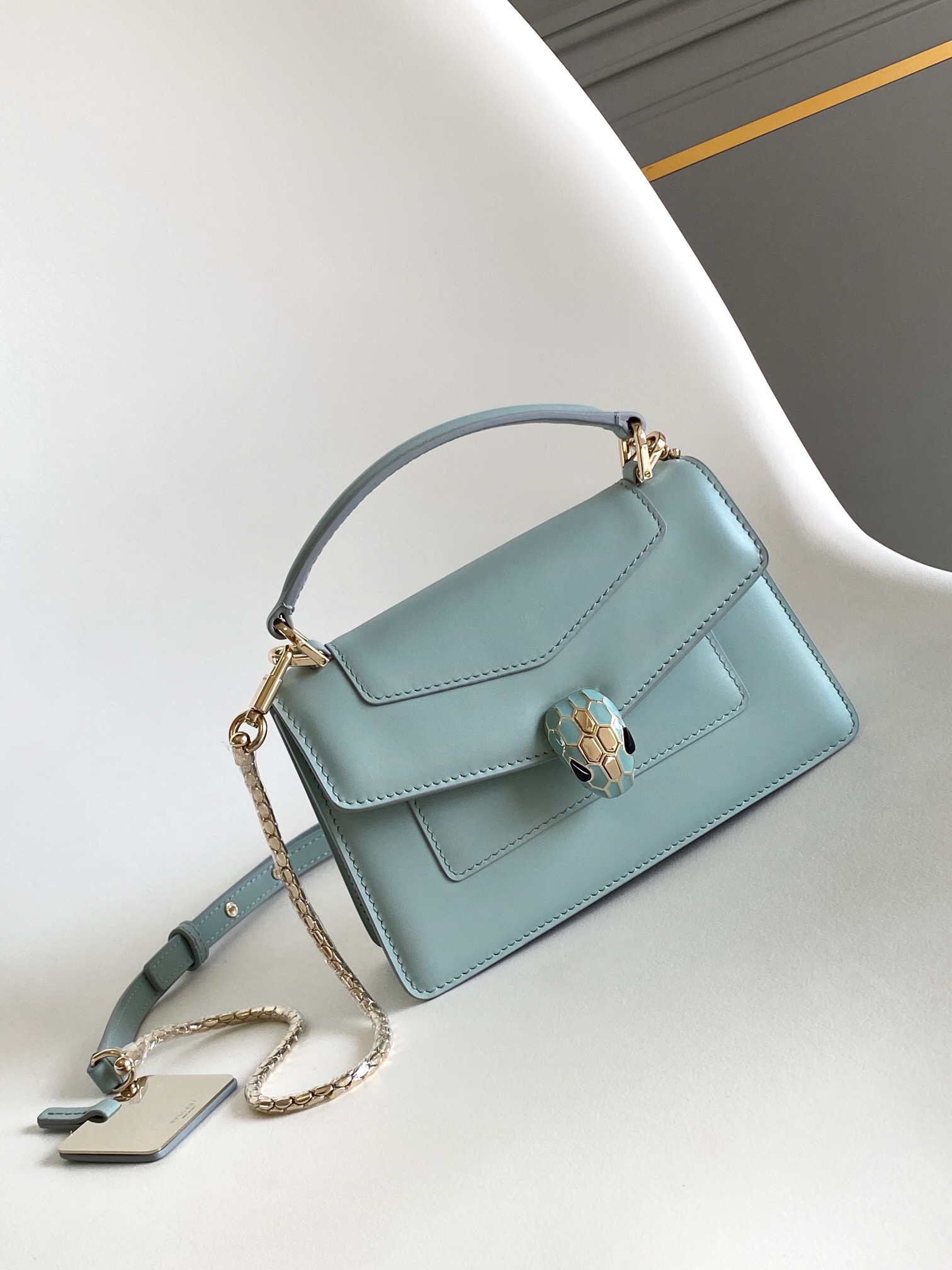 Bagsaaa Bv1g*ai Serpenti Forever Mini top handle bag Light Blue - 19cm