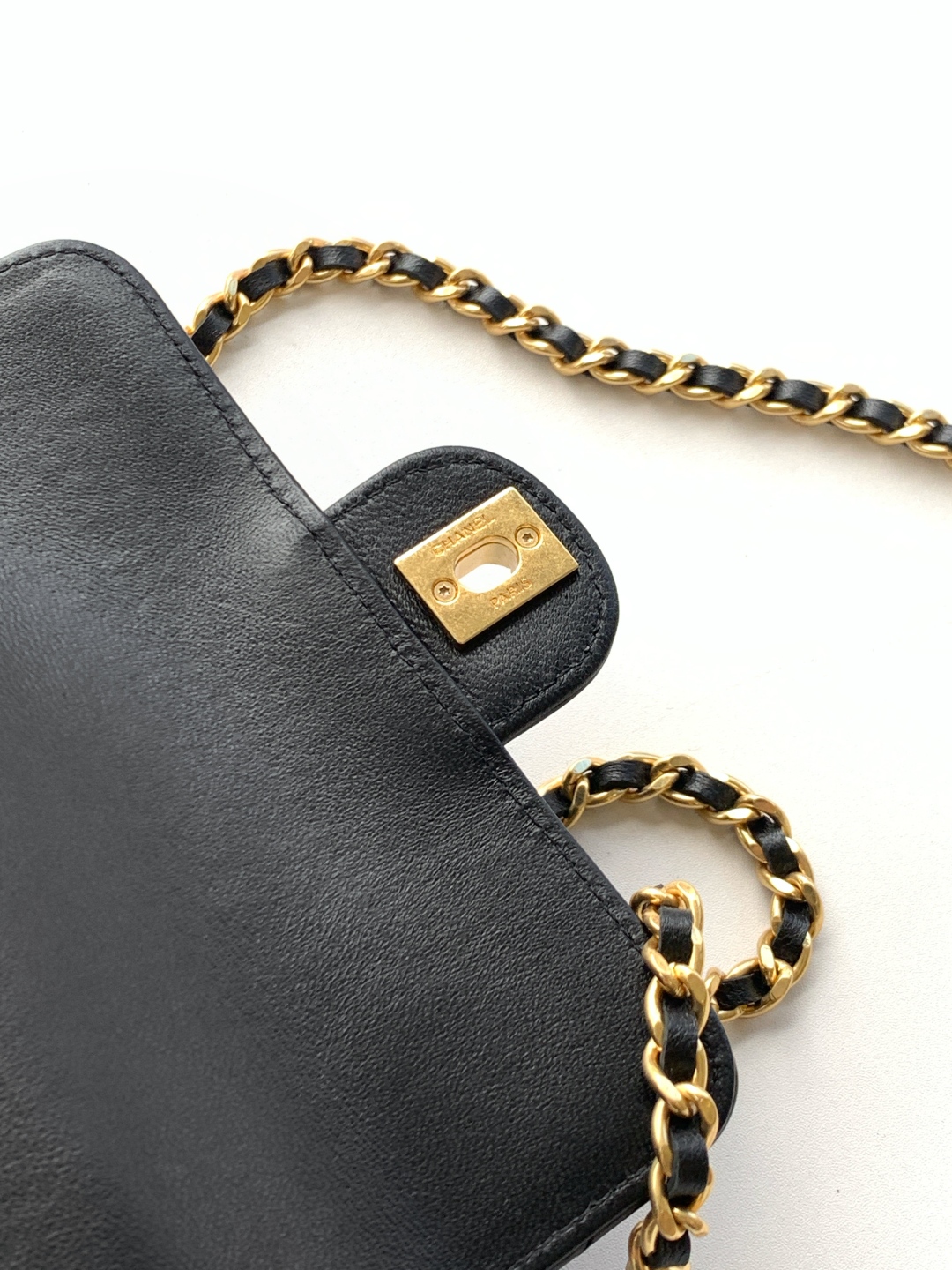 Bagsaaa Ch**el Clutch with chain AP4675 black - 15cm