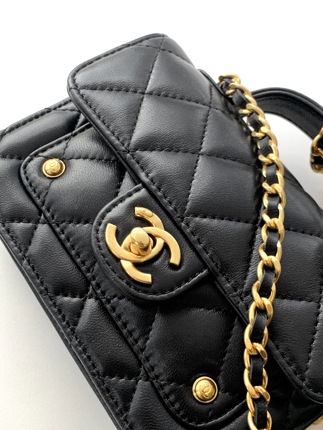 Bagsaaa Ch**el Clutch with chain AP4675 black - 15cm