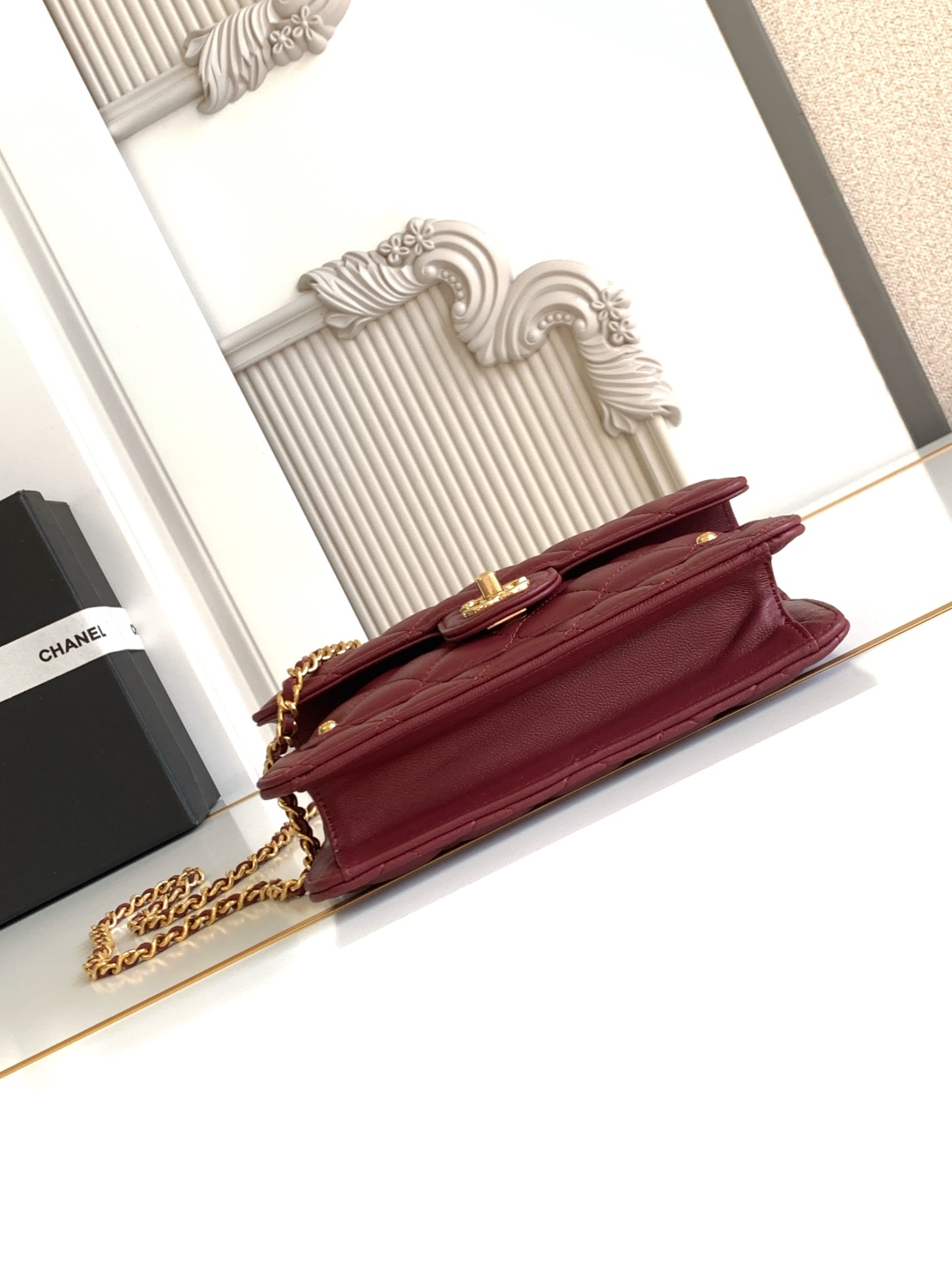 Bagsaaa Ch**el Wallet on Chain AP4674 Burgundy - 19cm