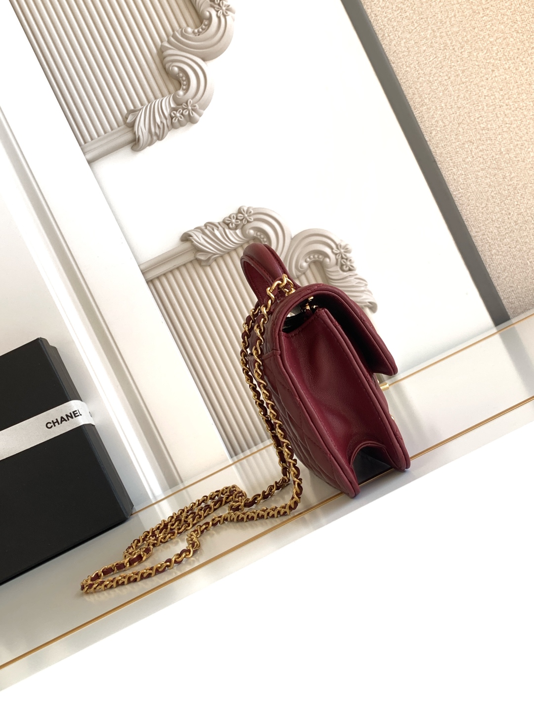 Bagsaaa Ch**el Wallet on Chain AP4674 Burgundy - 19cm