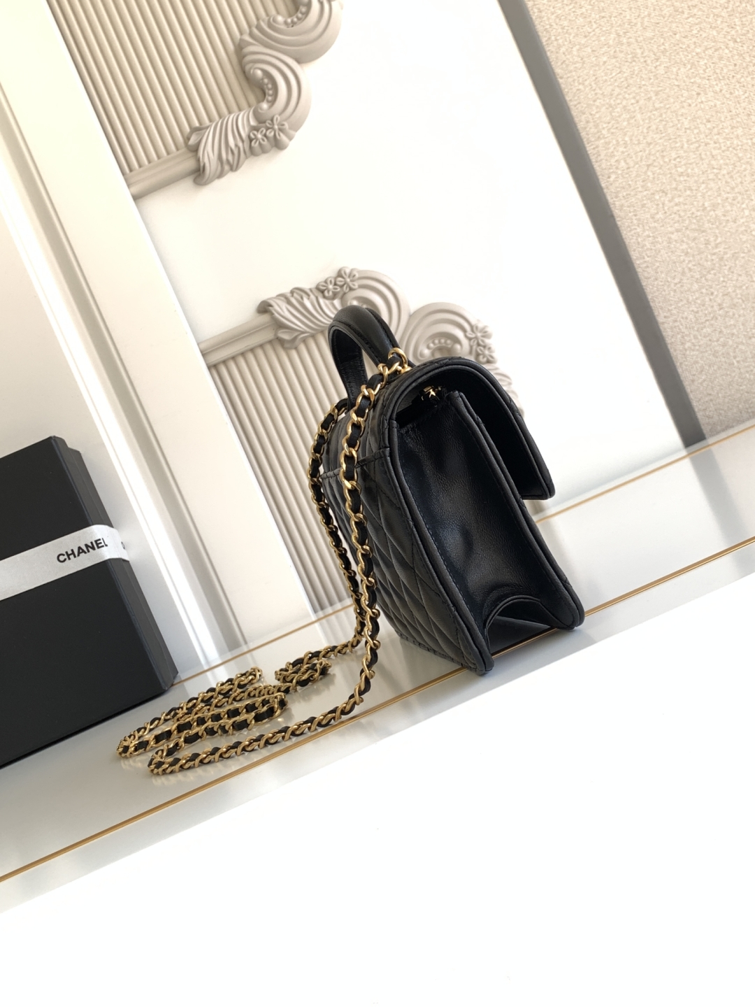 Bagsaaa Ch**el Wallet on Chain AP4674 Black - 19cm